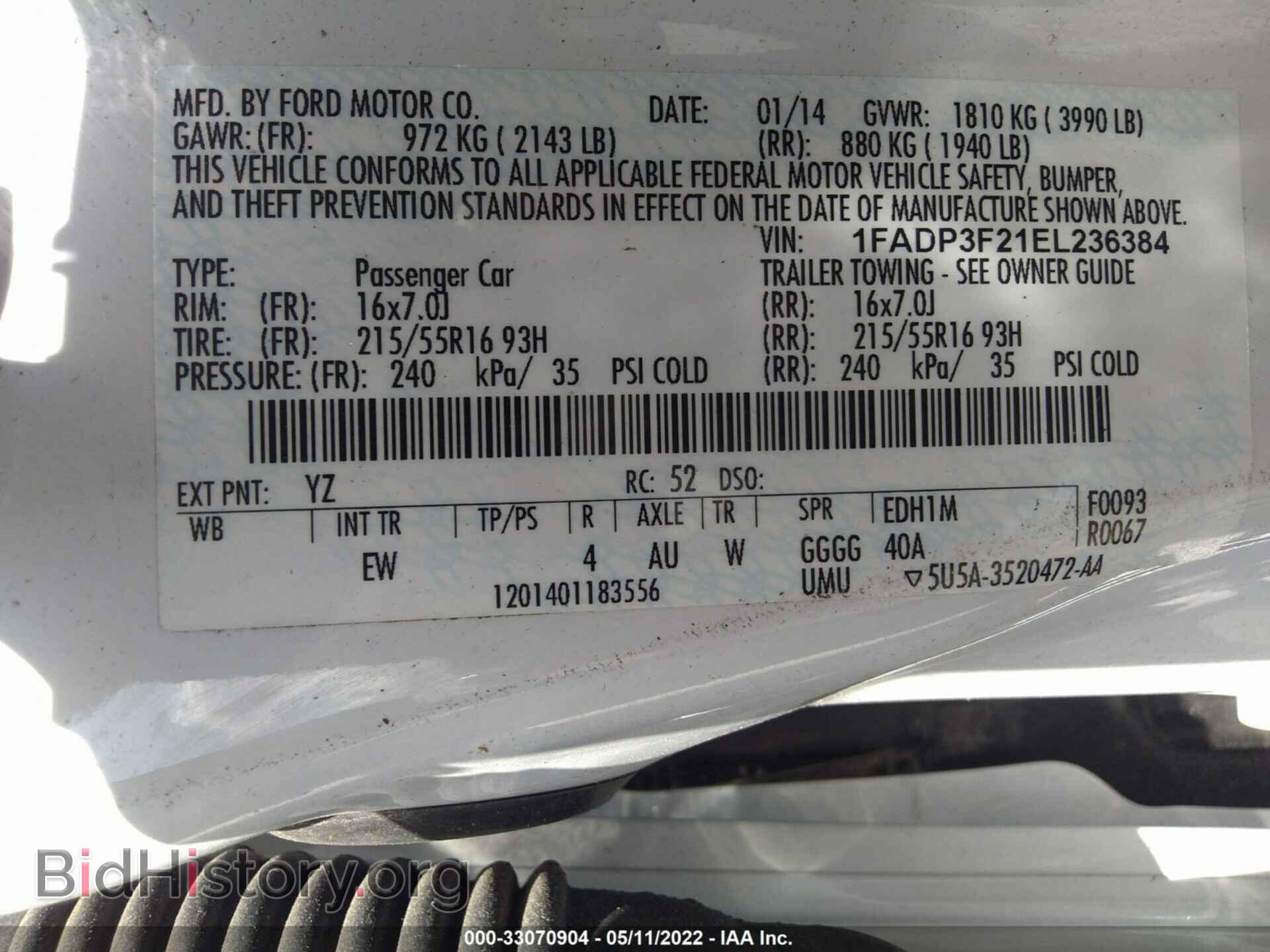 2014 FORD FOCUS - VIN: 1FADP3F21EL236384 - Фото 9