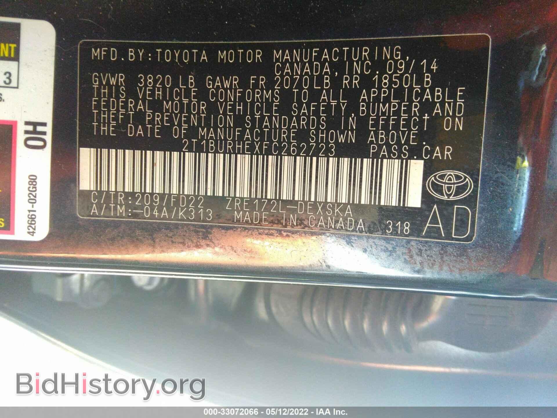 2015 TOYOTA COROLLA - VIN: 2T1BURHEXFC262723 - Photo 9