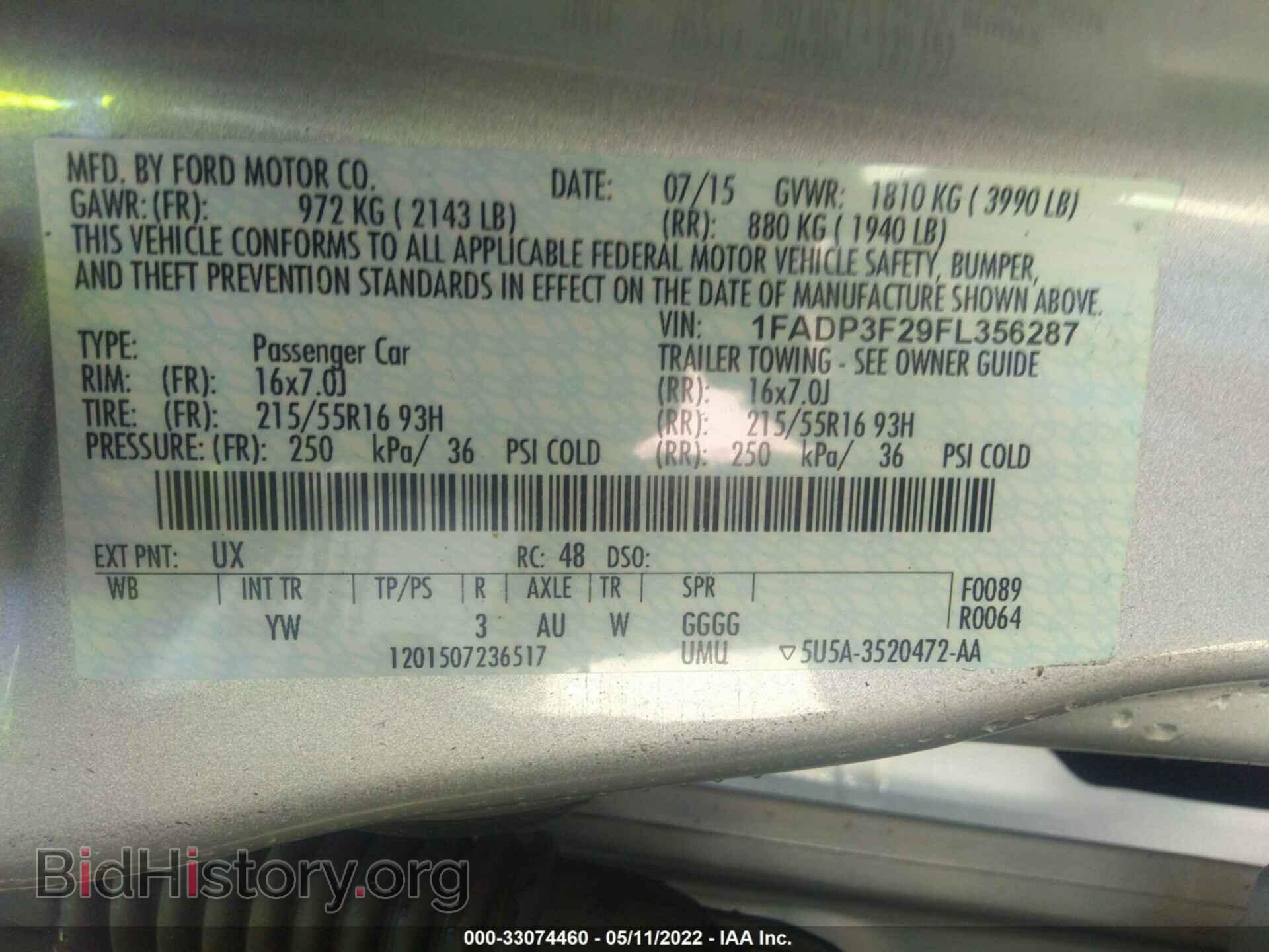 2015 FORD FOCUS - VIN: 1FADP3F29FL356287 - Фото 9