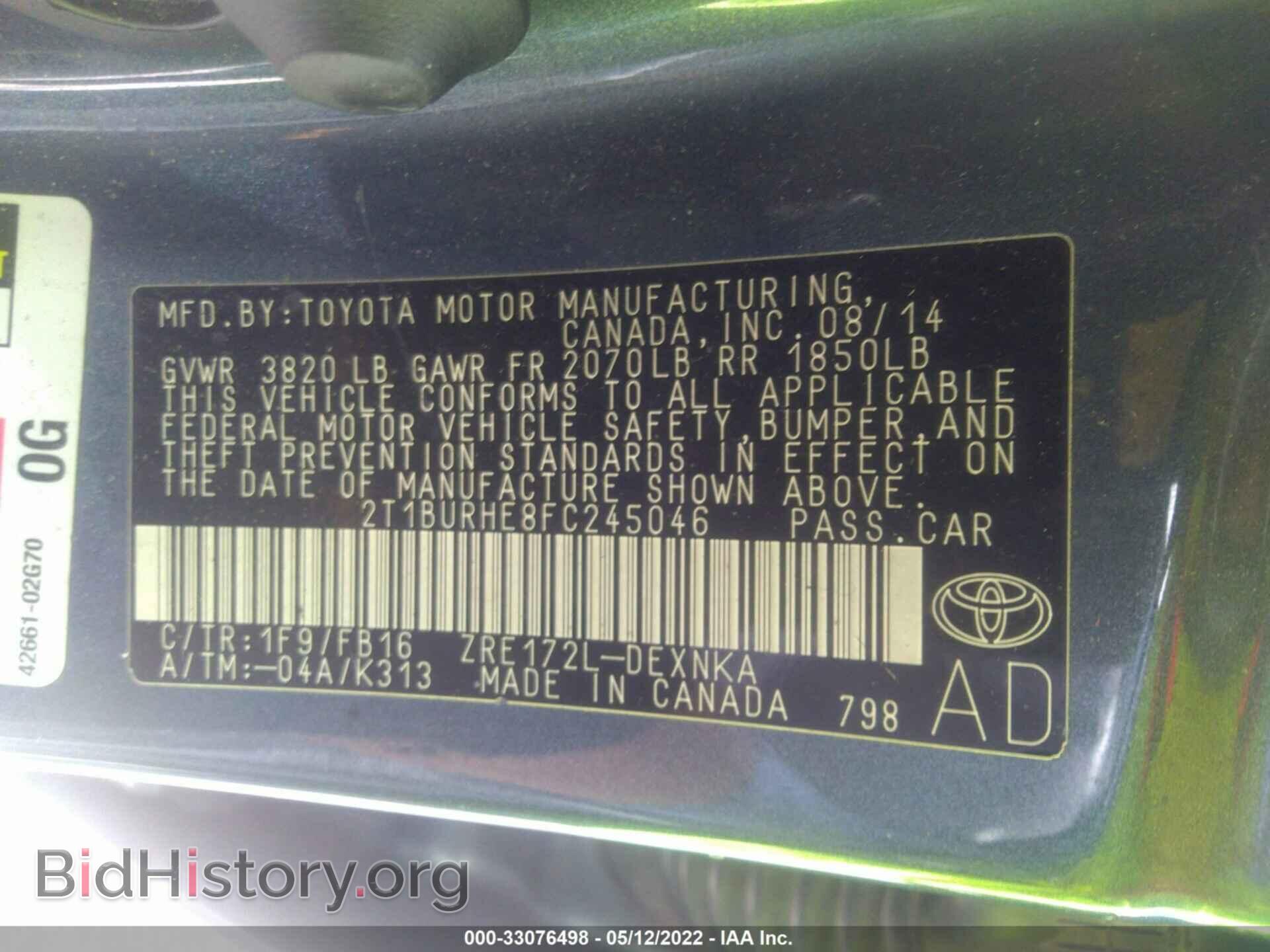 2015 TOYOTA COROLLA - VIN: 2T1BURHE8FC245046 - Photo 9