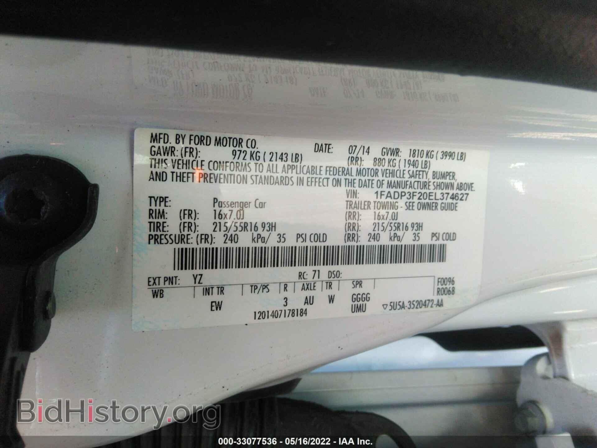2014 FORD FOCUS - VIN: 1FADP3F20EL374627 - Фото 9