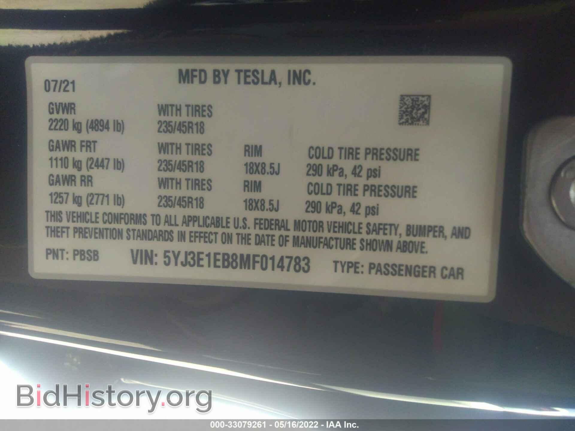 2021 TESLA MODEL 3 - VIN: 5YJ3E1EB8MF014783 - Photo 9