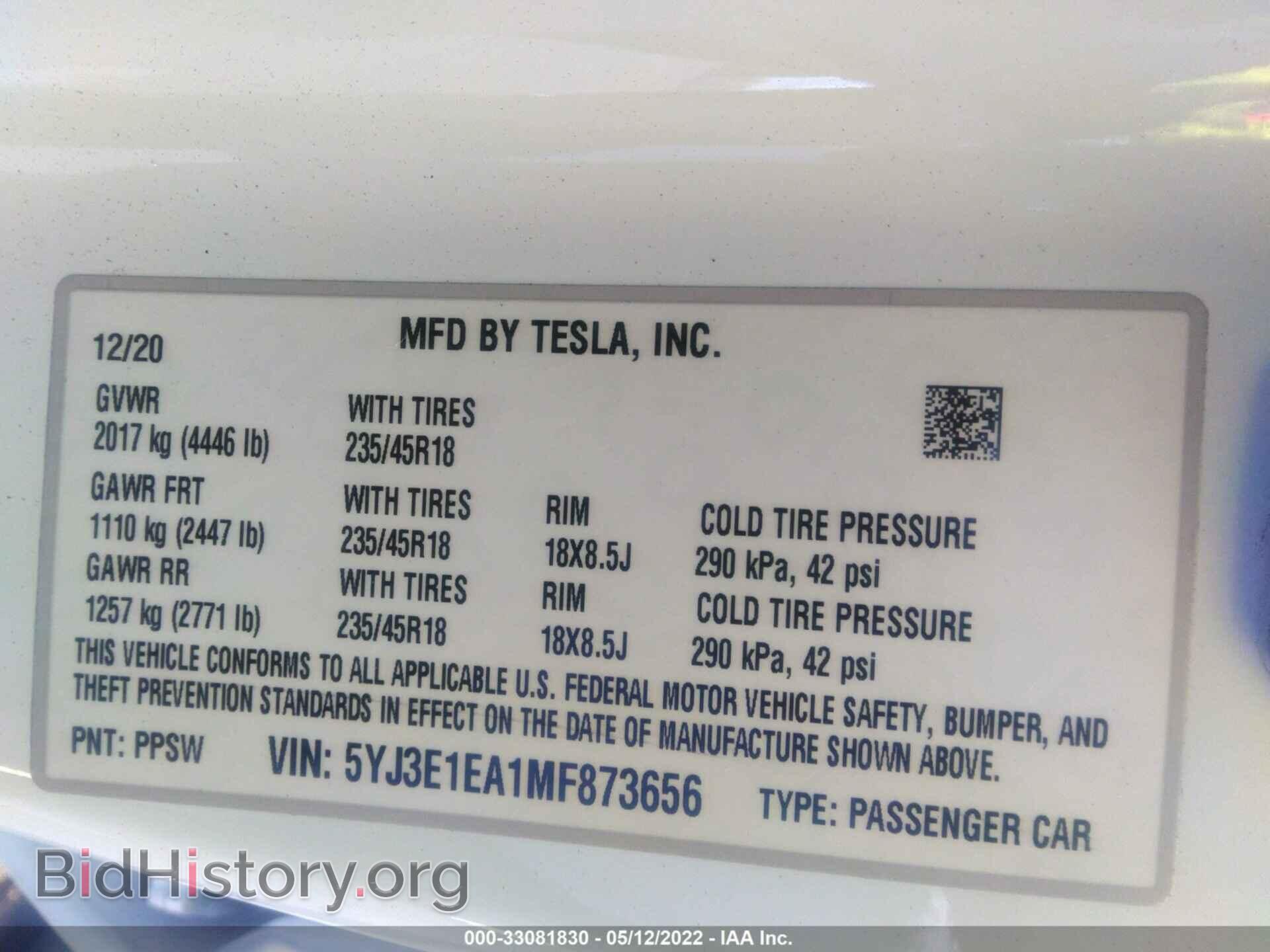 2021 TESLA MODEL 3 - VIN: 5YJ3E1EA1MF873656 - Photo 9