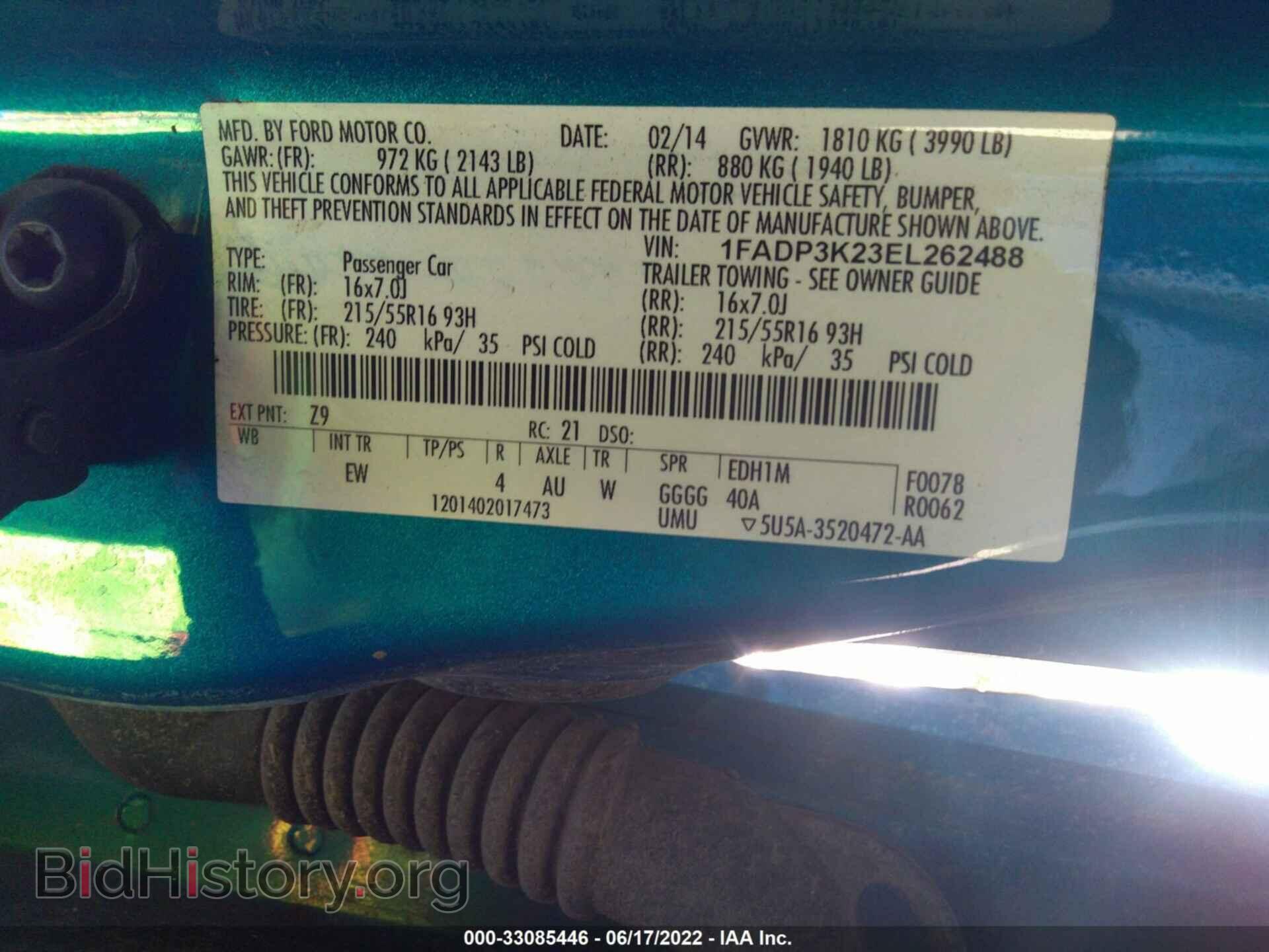 2014 FORD FOCUS - VIN: 1FADP3K23EL262488 - Фото 9