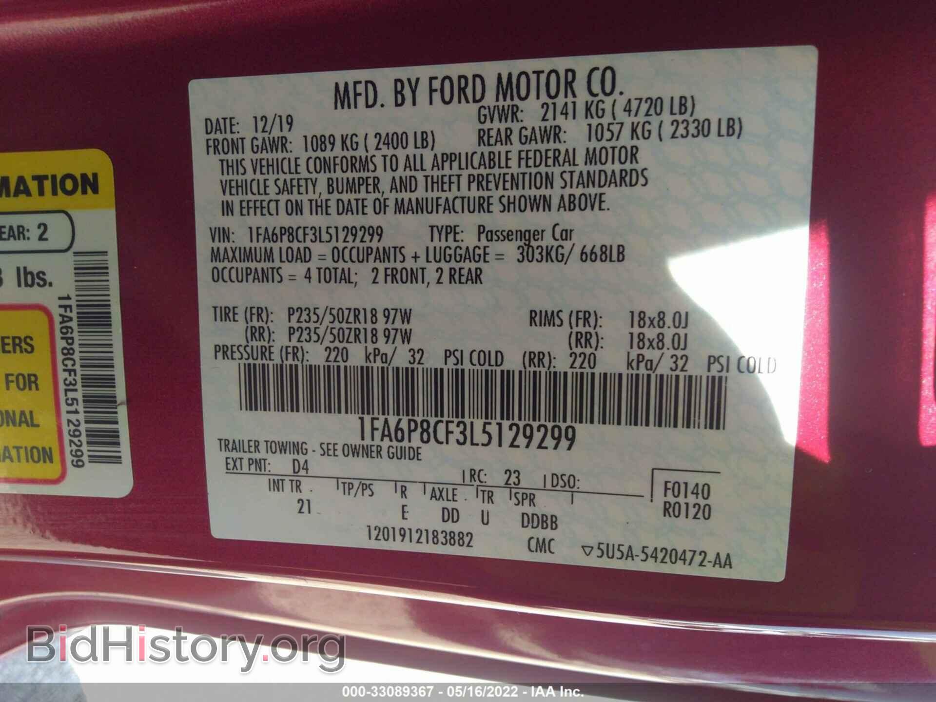 2020 FORD MUSTANG - VIN: 1FA6P8CF3L5129299 - Фото 9