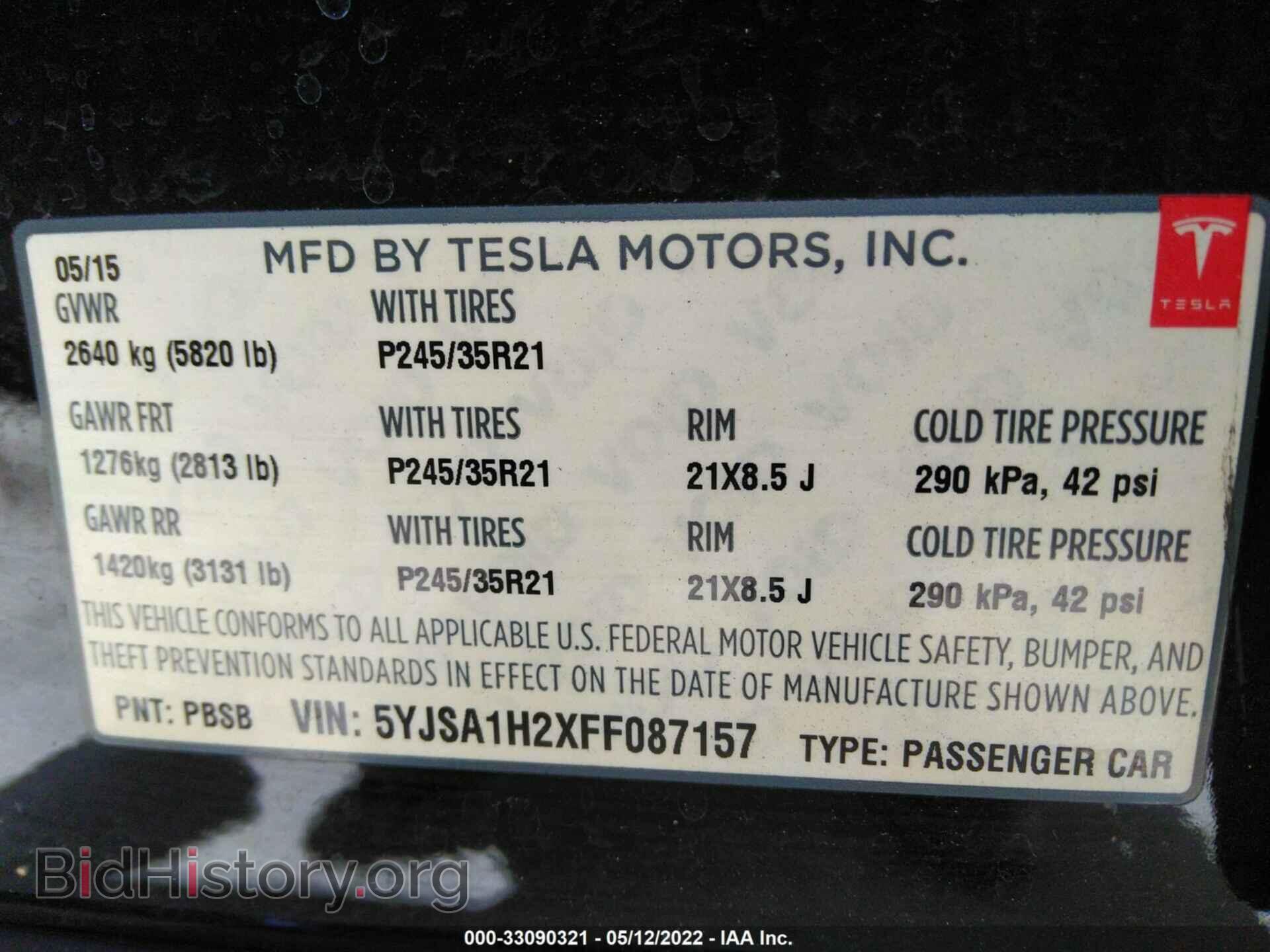 2015 TESLA MODEL S - VIN: 5YJSA1H2XFF087157 - Photo 9