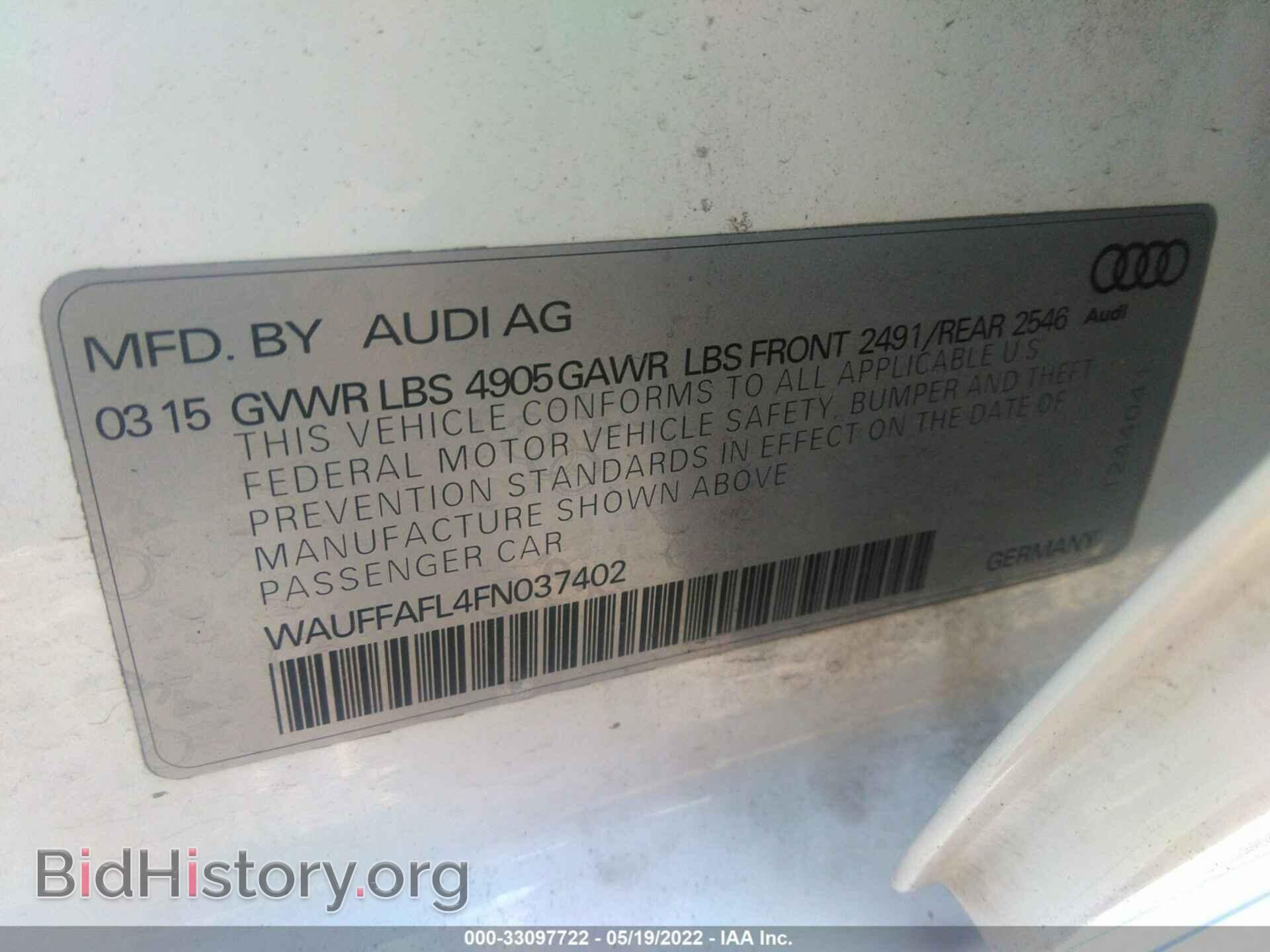 2015 AUDI A4 - VIN: WAUFFAFL4FN037402 - Фото 9