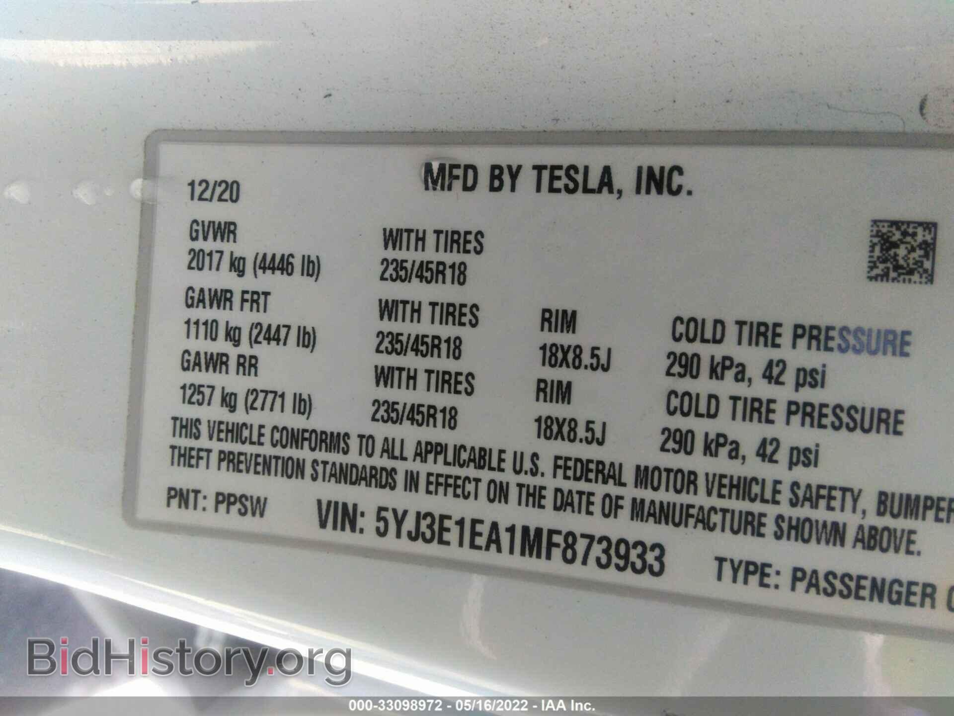 2021 TESLA MODEL 3 - VIN: 5YJ3E1EA1MF873933 - Photo 9