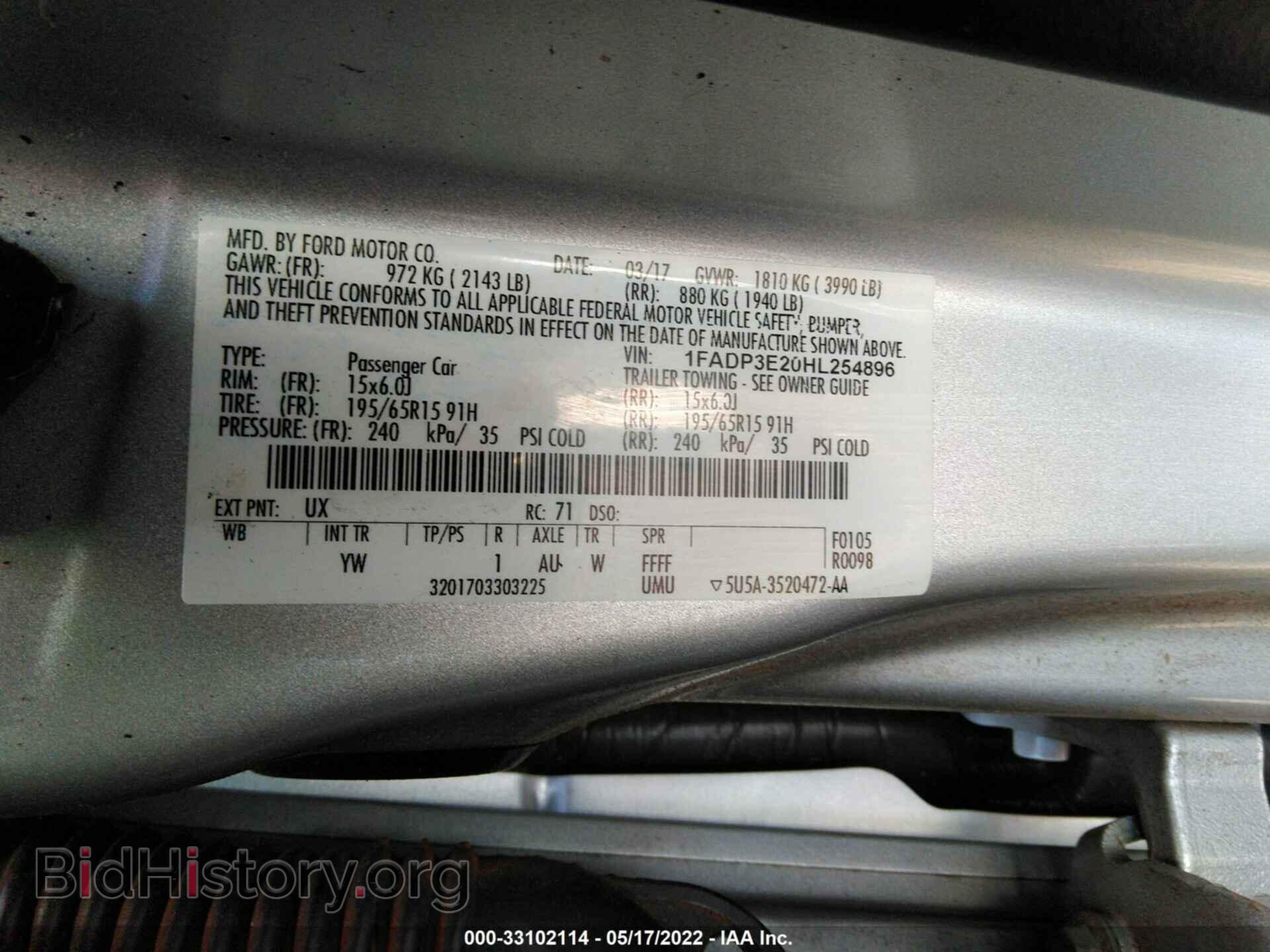 2017 FORD FOCUS - VIN: 1FADP3E20HL254896 - Фото 9