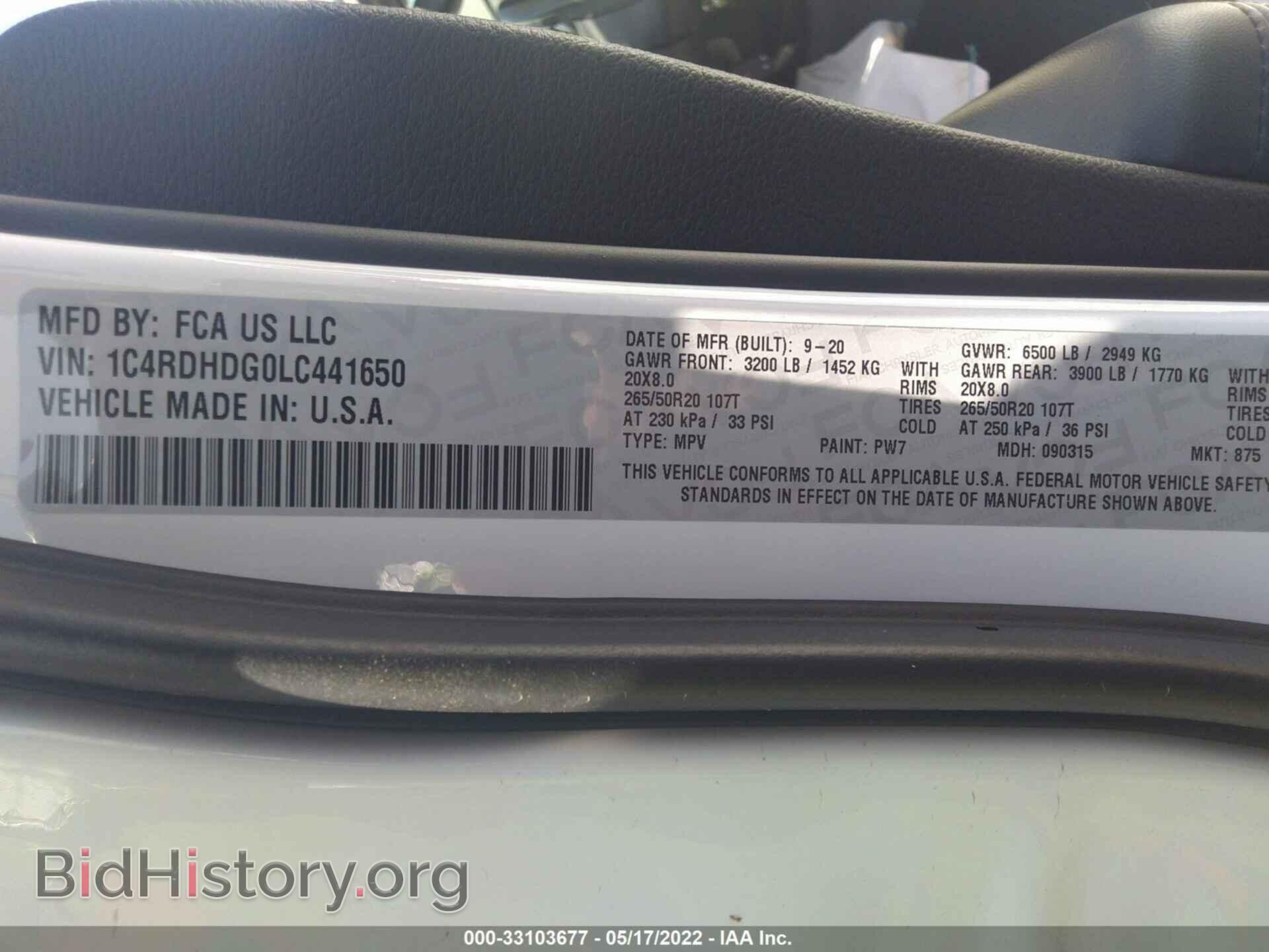 2020 DODGE DURANGO - VIN: 1C4RDHDG0LC441650 - Фото 9