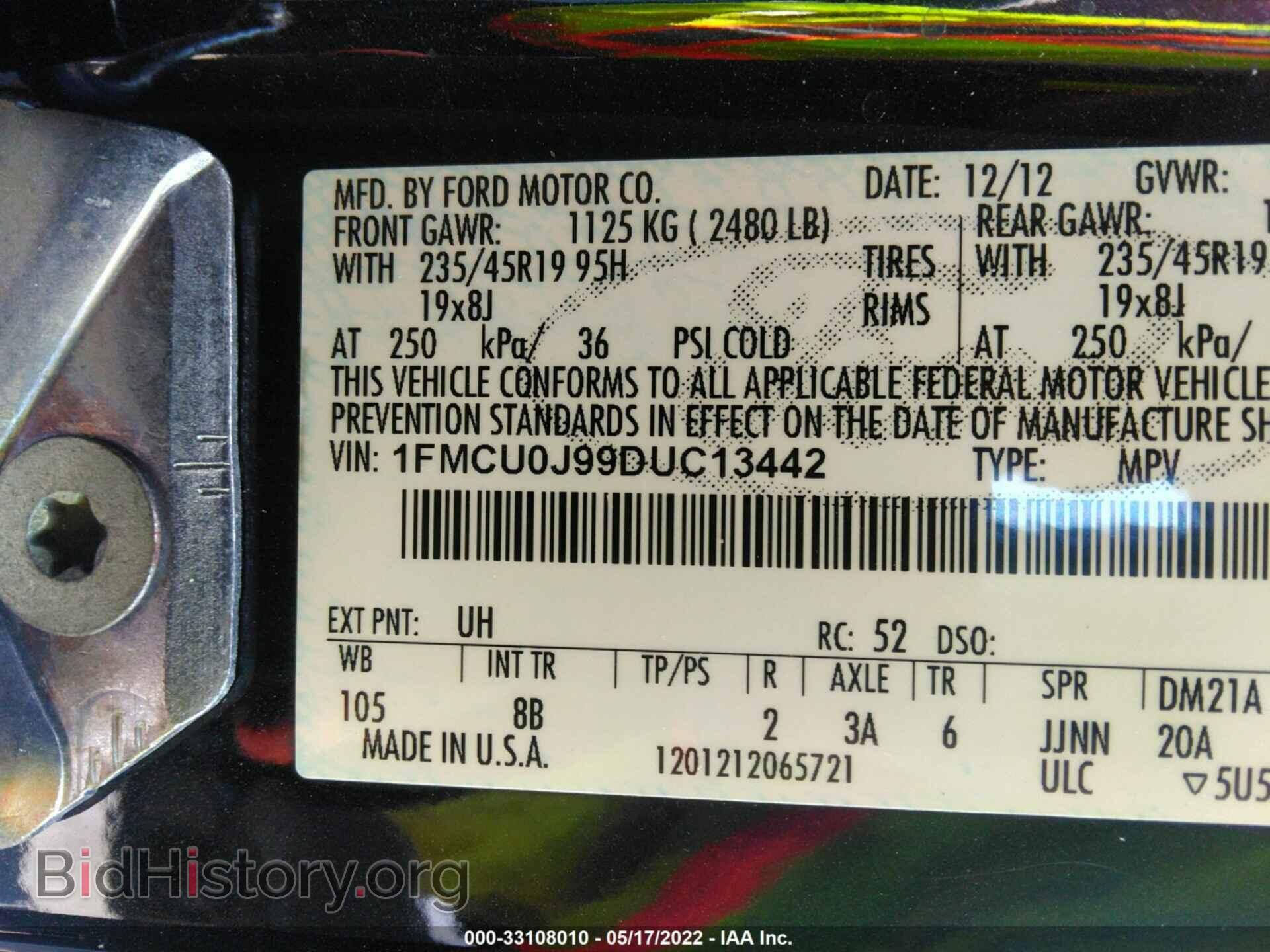 2013 FORD ESCAPE - VIN: 1FMCU0J99DUC13442 - Photo 9