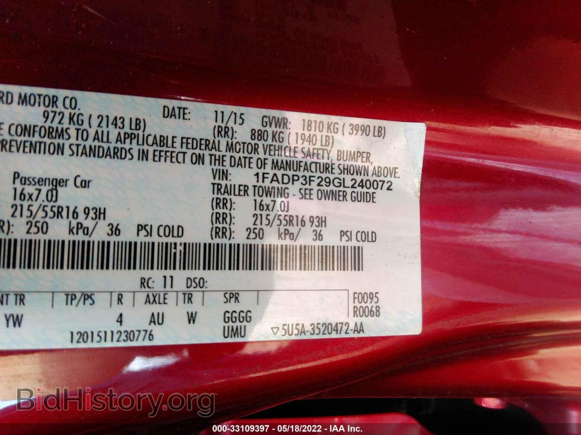 2016 FORD FOCUS - VIN: 1FADP3F29GL240072 - Фото 9