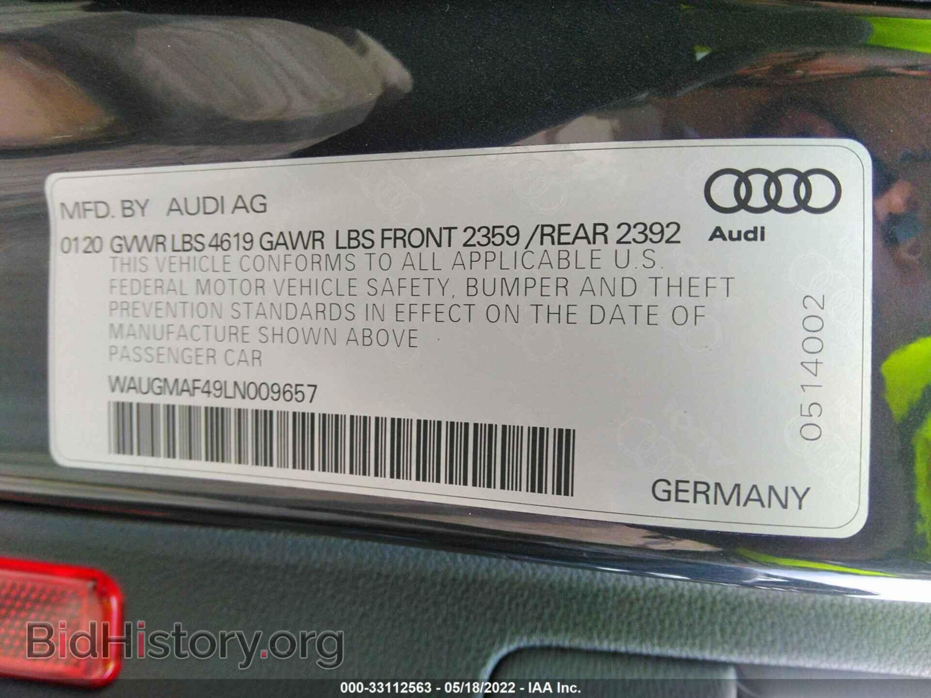 2020 AUDI A4 - VIN: WAUGMAF49LN009657 - Фото 9
