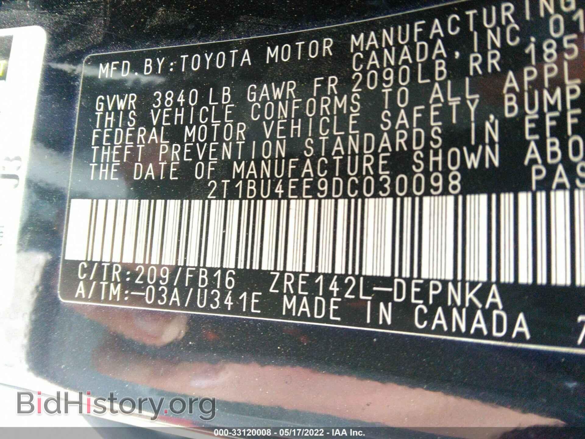 2013 TOYOTA COROLLA - VIN: 2T1BU4EE9DC030098 - Фото 9