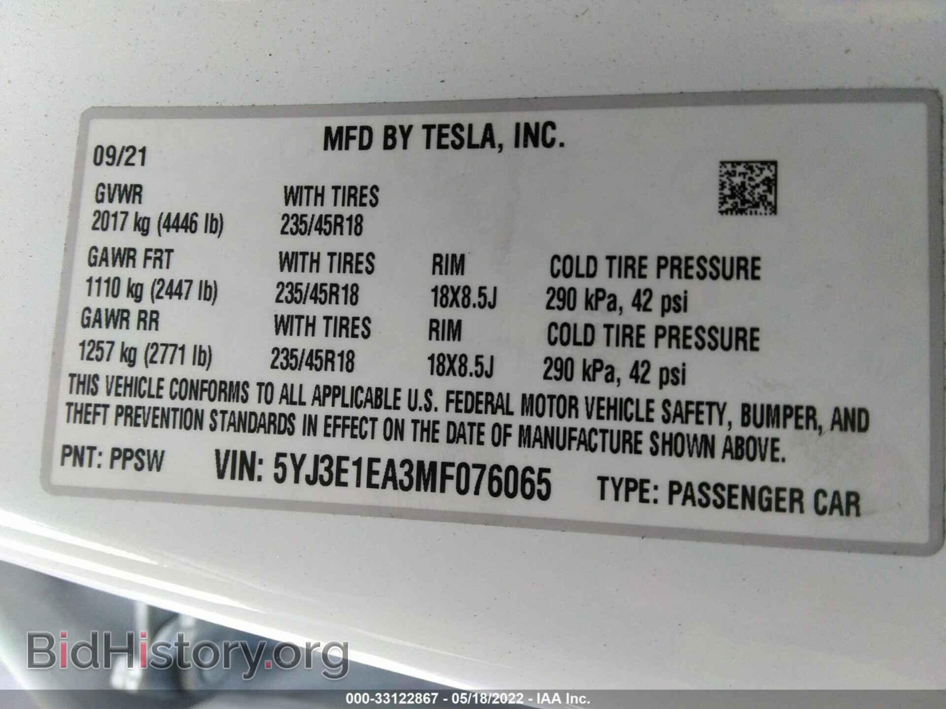 2021 TESLA MODEL 3 - VIN: 5YJ3E1EA3MF076065 - Photo 9