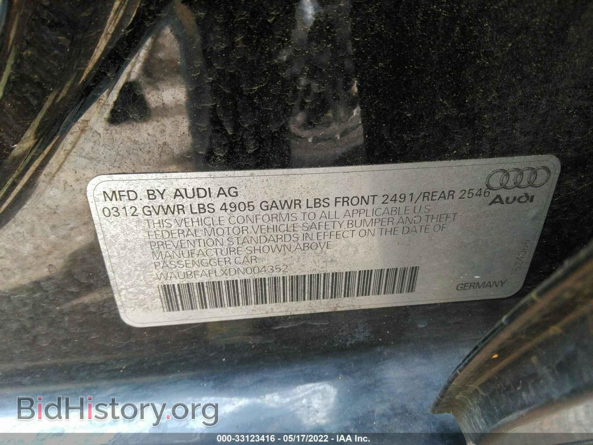 2013 AUDI A4 - VIN: WAUBFAFLXDN004352 - Photo 9