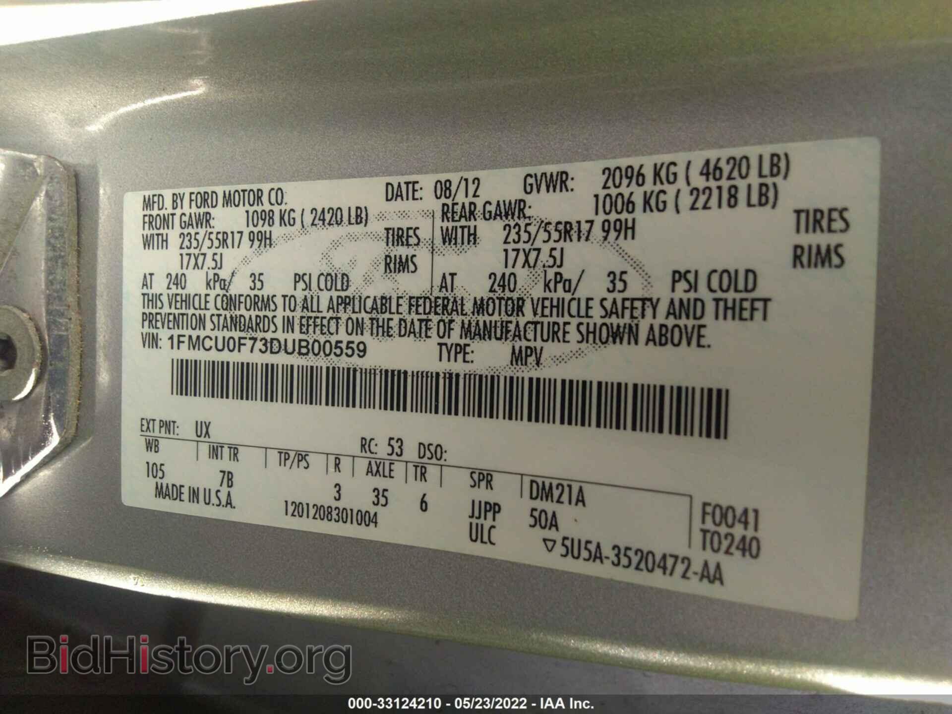 2013 FORD ESCAPE - VIN: 1FMCU0F73DUB00559 - Photo 9