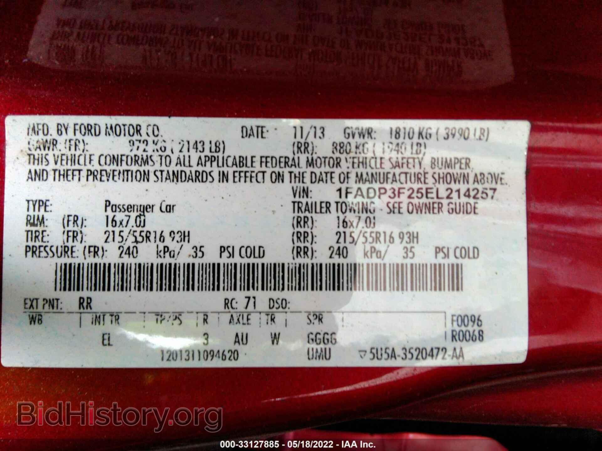 2014 FORD FOCUS - VIN: 1FADP3F25EL214257 - Фото 9