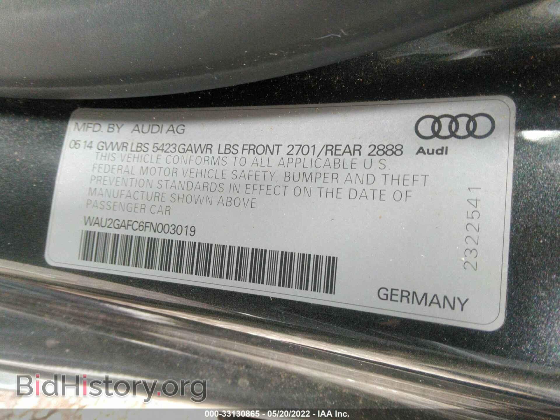 2015 AUDI A7 - VIN: WAU2GAFC6FN003019 - Фото 9