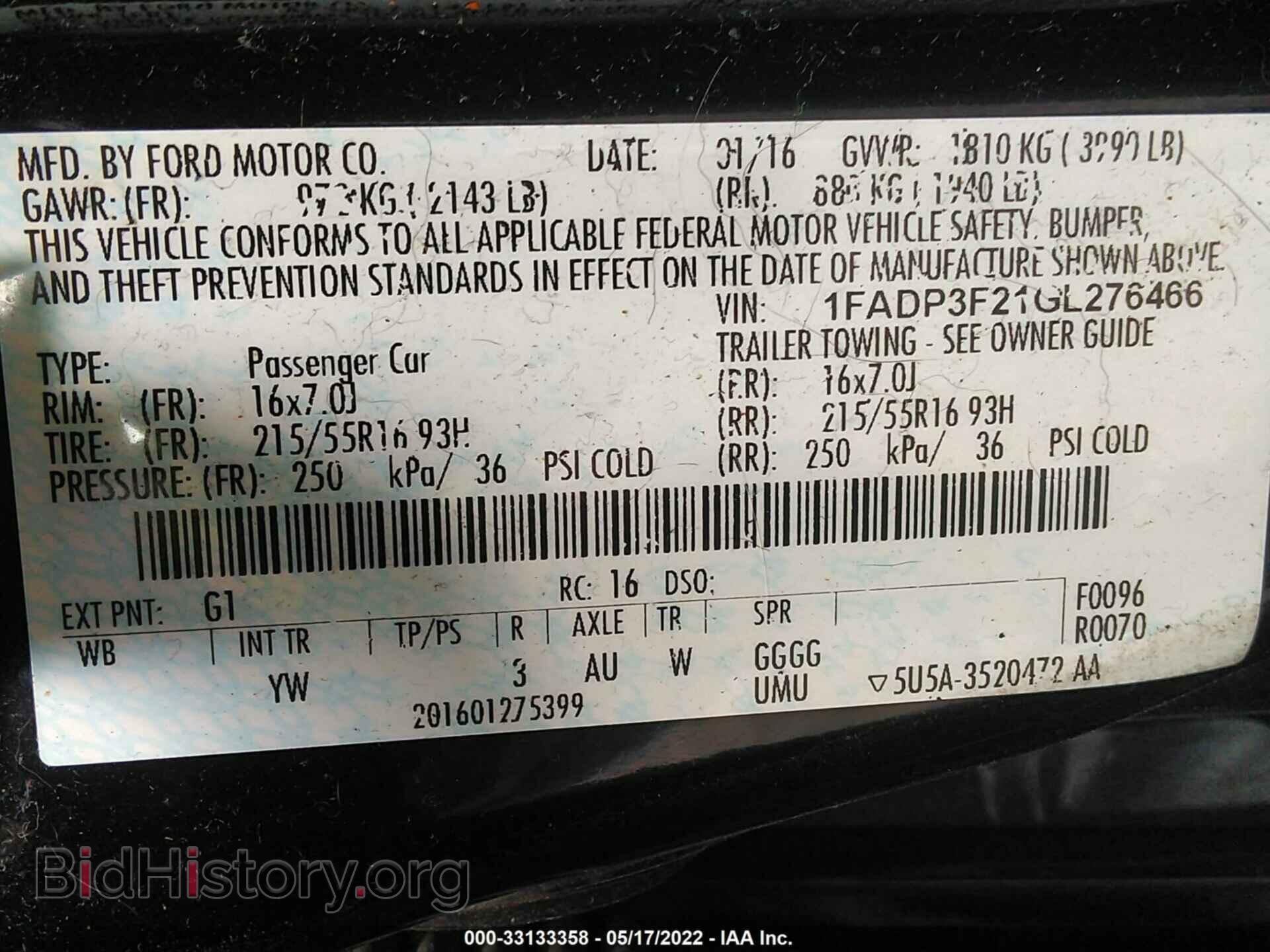 2016 FORD FOCUS - VIN: 1FADP3F21GL276466 - Фото 9