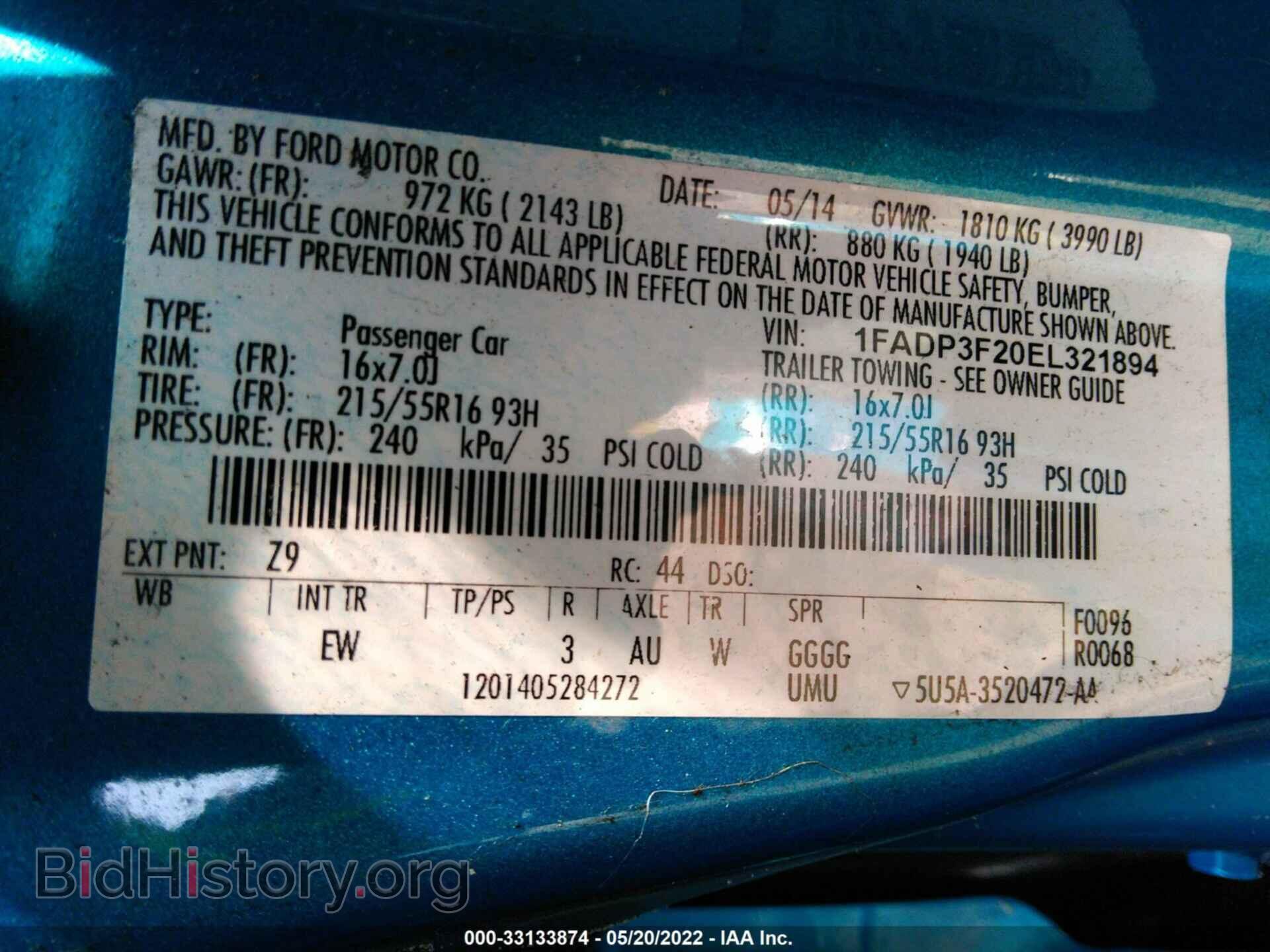 2014 FORD FOCUS - VIN: 1FADP3F20EL321894 - Фото 9