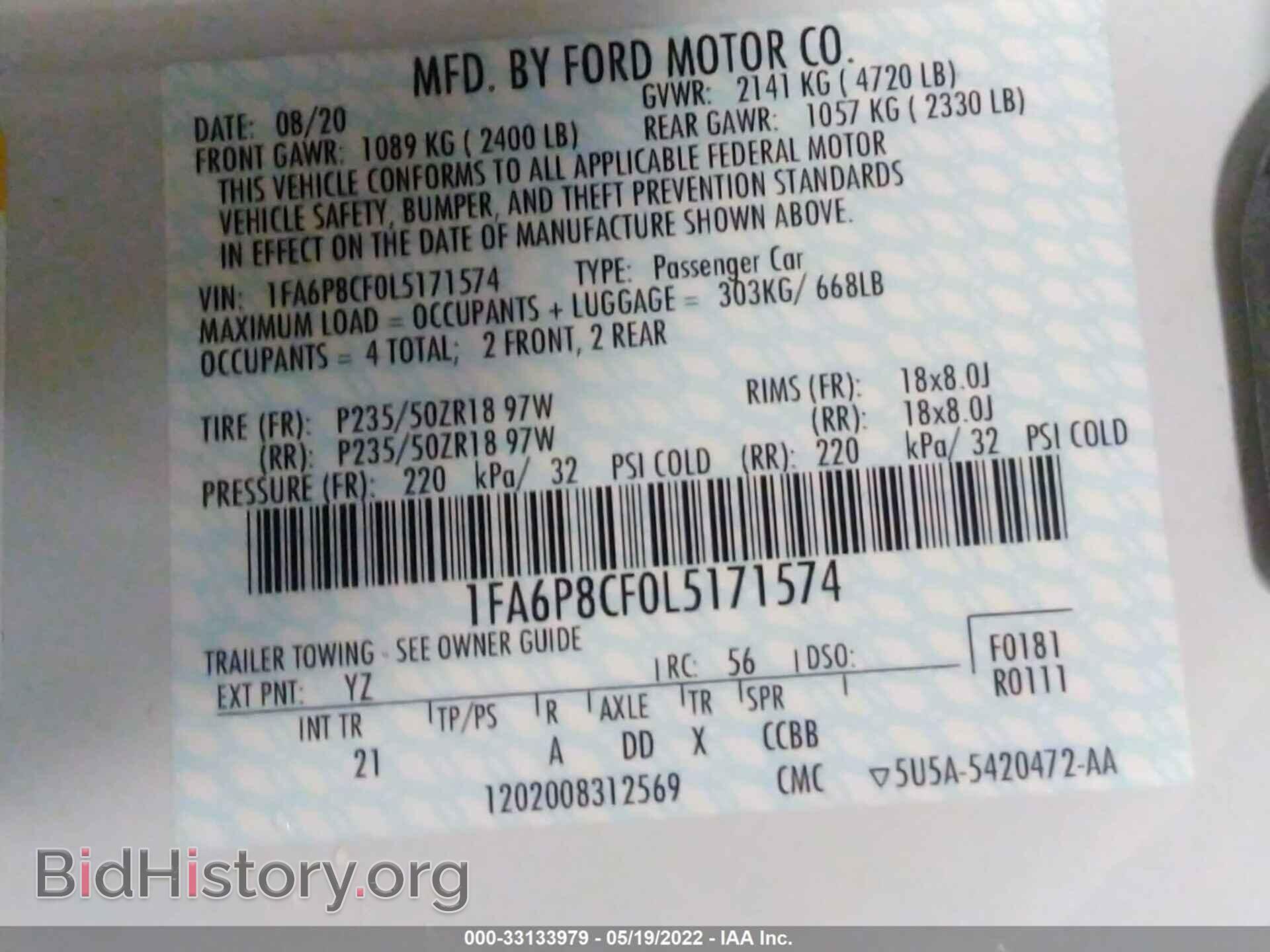 2020 FORD MUSTANG - VIN: 1FA6P8CF0L5171574 - Фото 9