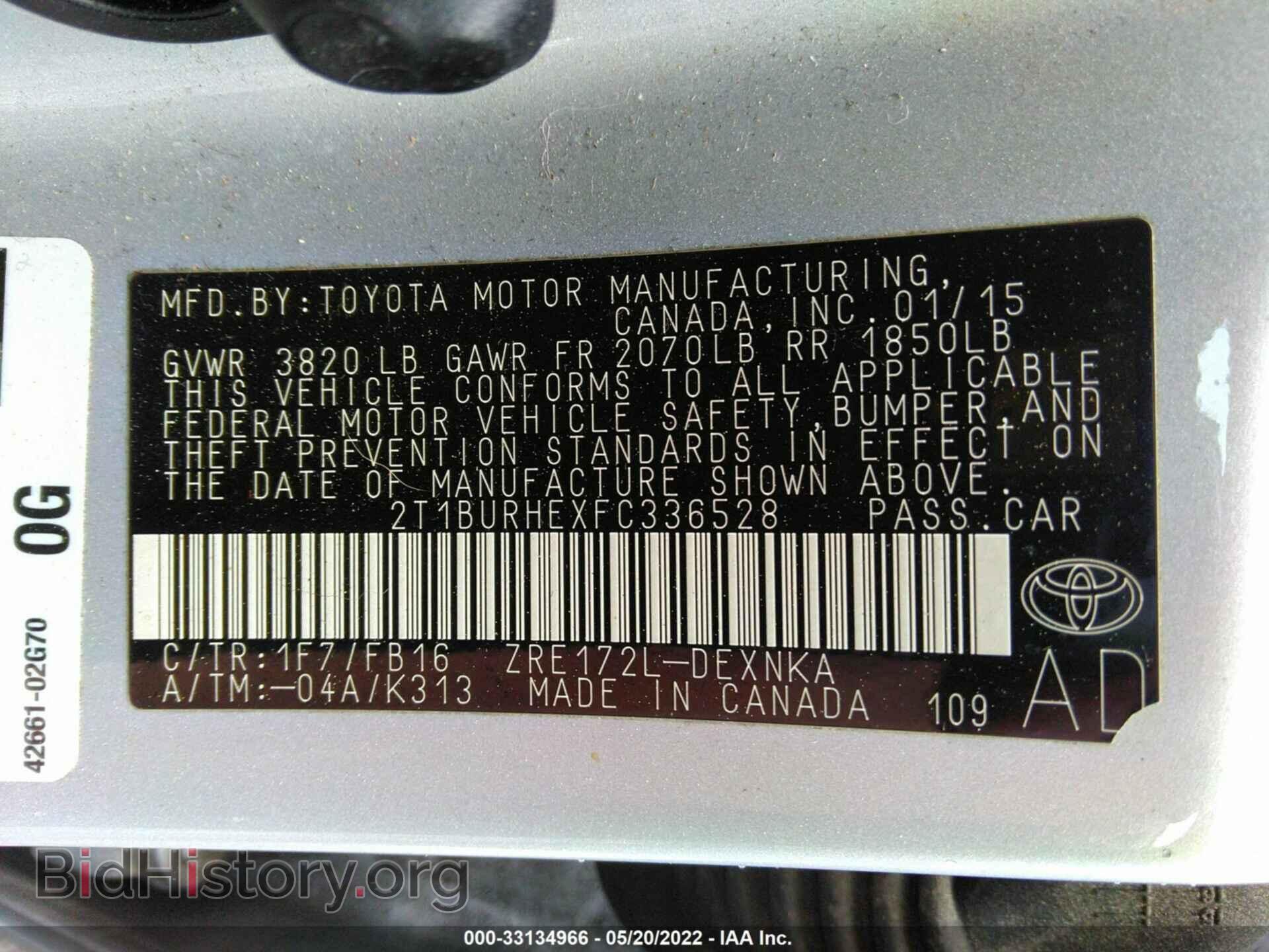 2015 TOYOTA COROLLA - VIN: 2T1BURHEXFC336528 - Photo 9