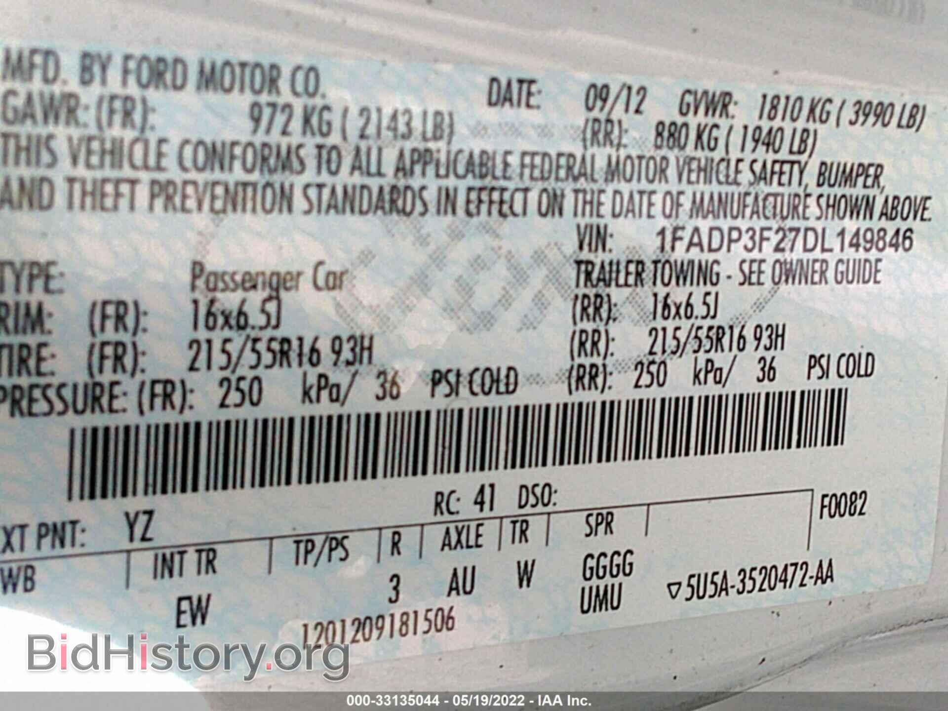2013 FORD FOCUS - VIN: 1FADP3F27DL149846 - Фото 9