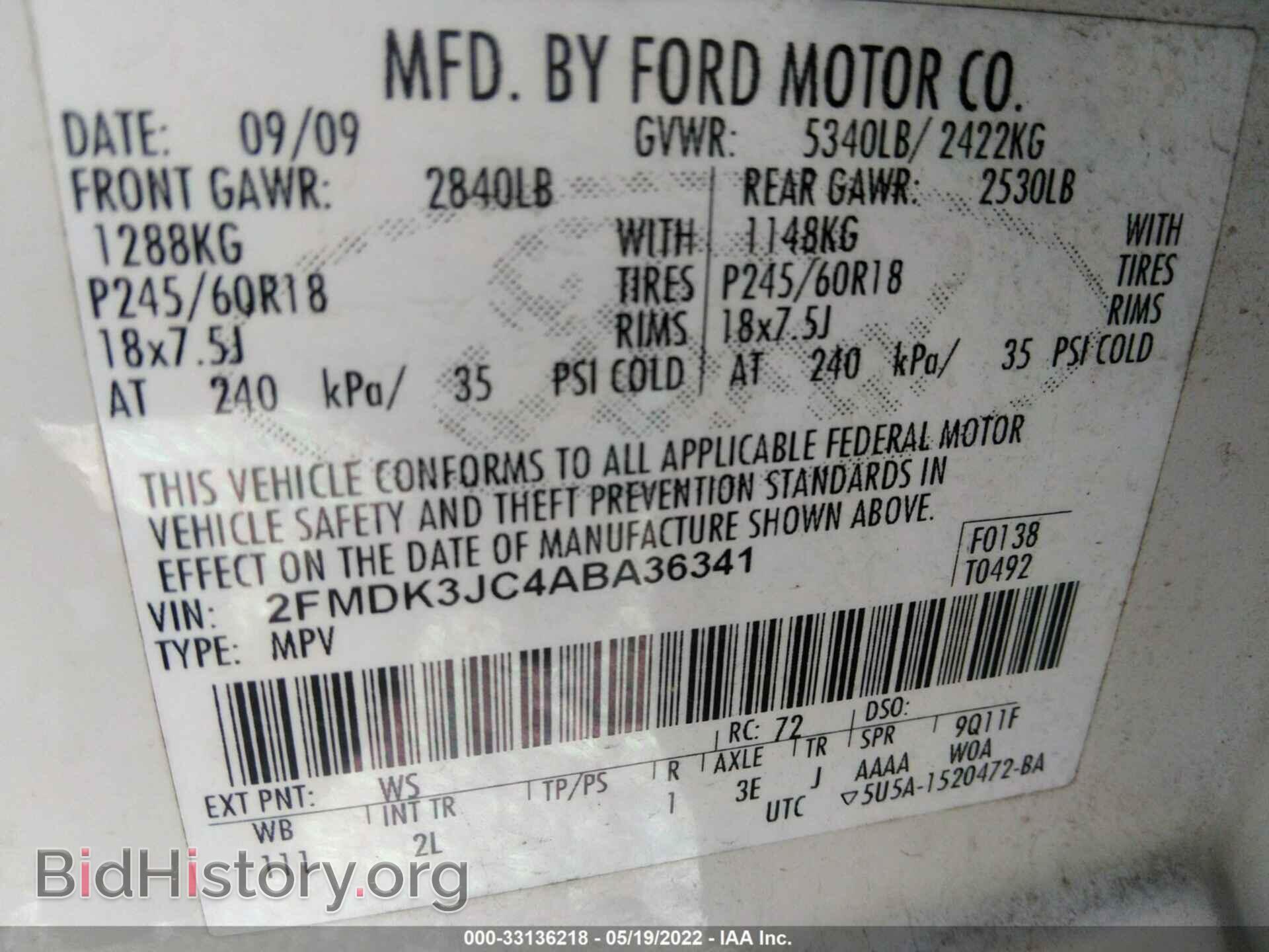 2010 FORD EDGE - VIN: 2FMDK3JC4ABA36341 - Photo 9