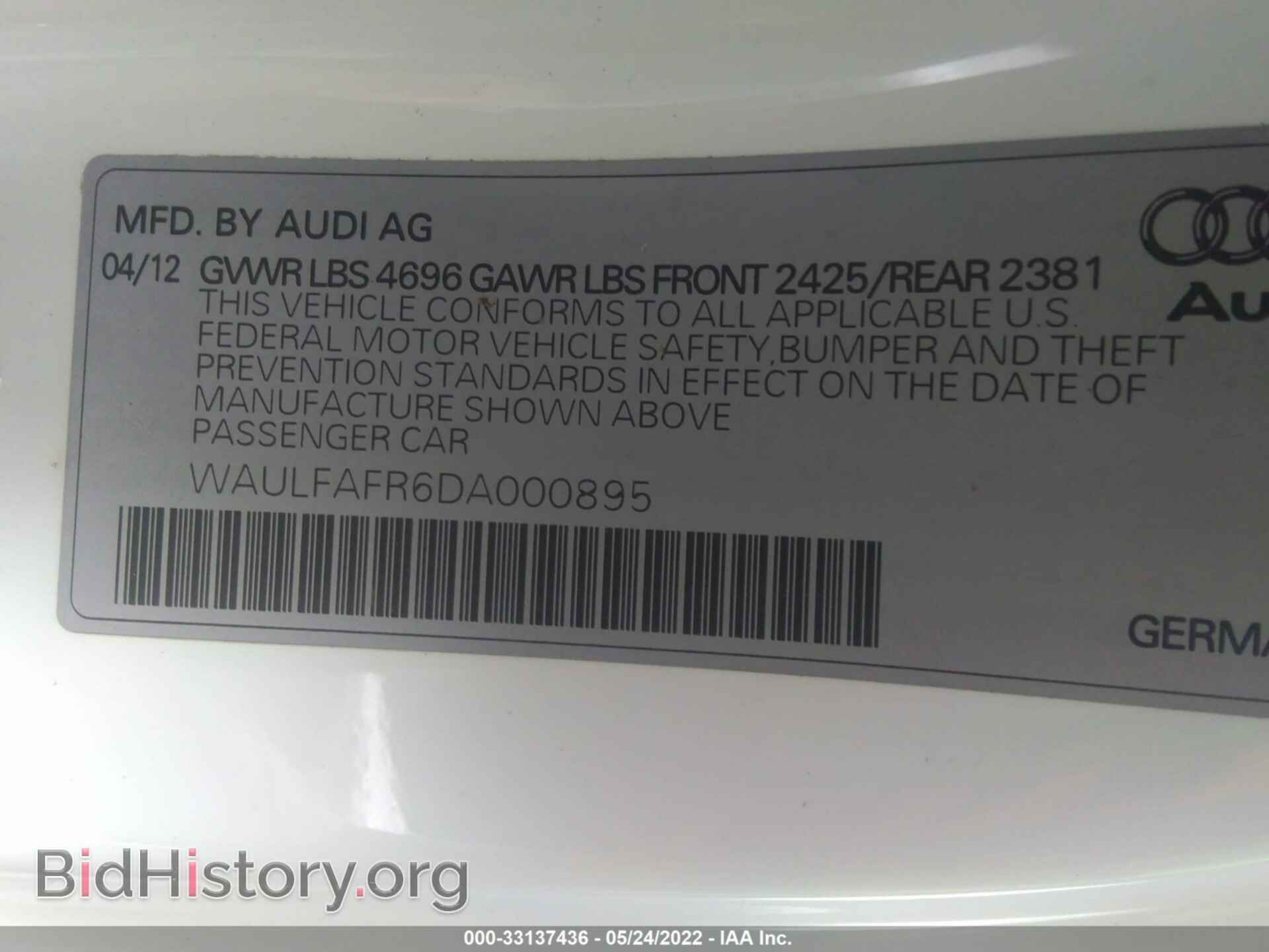 2013 AUDI A5 - VIN: WAULFAFR6DA000895 - Фото 9