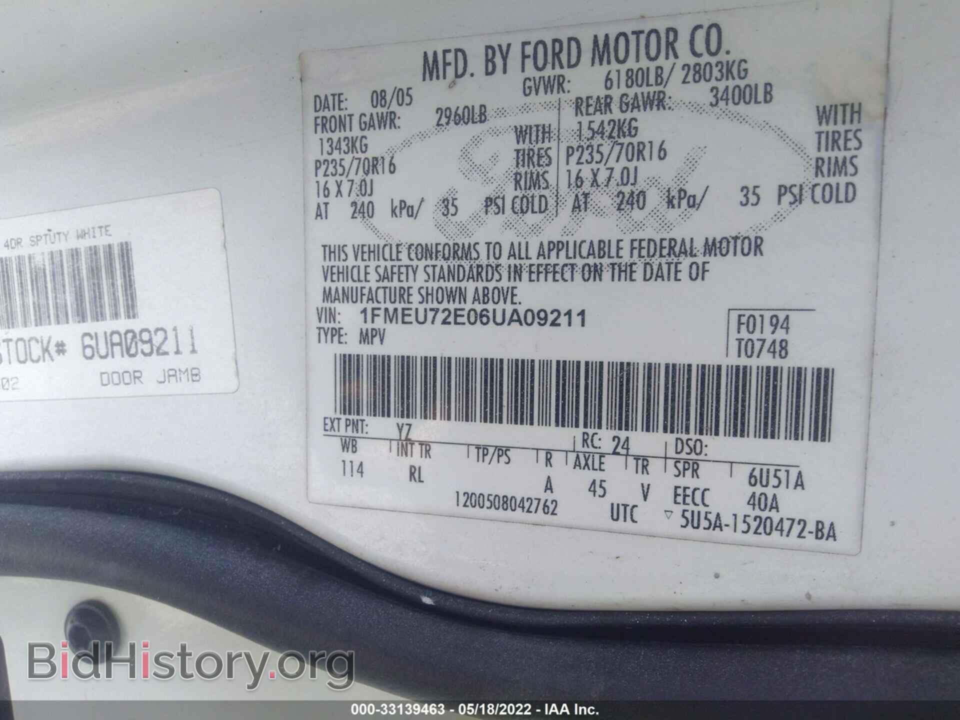 2006 FORD EXPLORER - VIN: 1FMEU72E06UA09211 - Photo 9