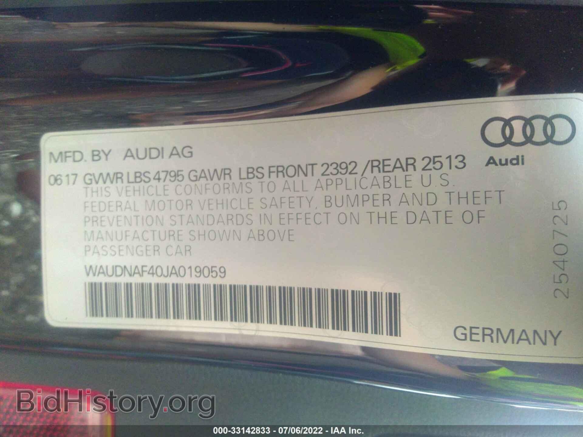 2018 AUDI A4 - VIN: WAUDNAF40JA019059 - Photo 9