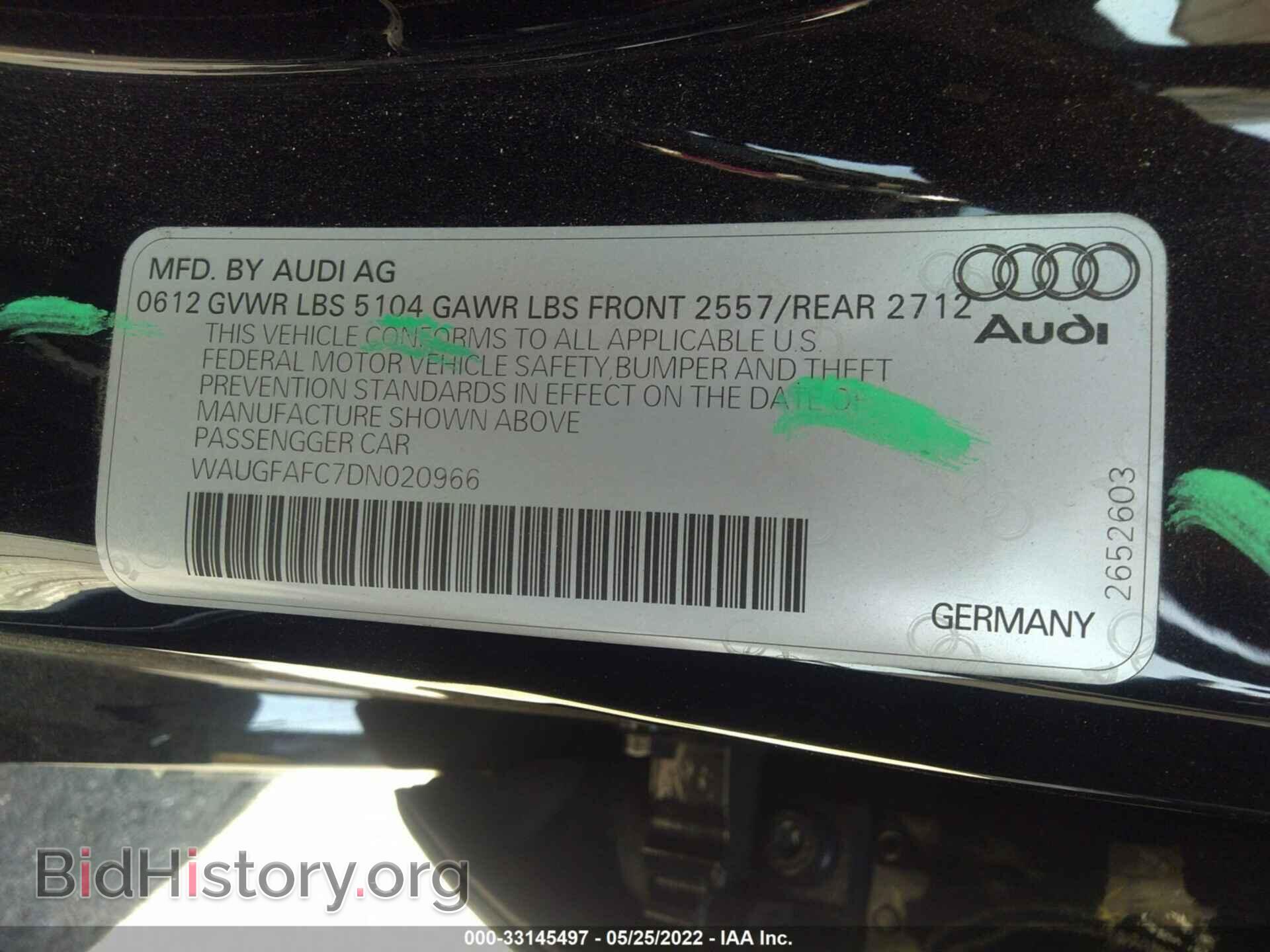2013 AUDI A6 - VIN: WAUGFAFC7DN020966 - Фото 9