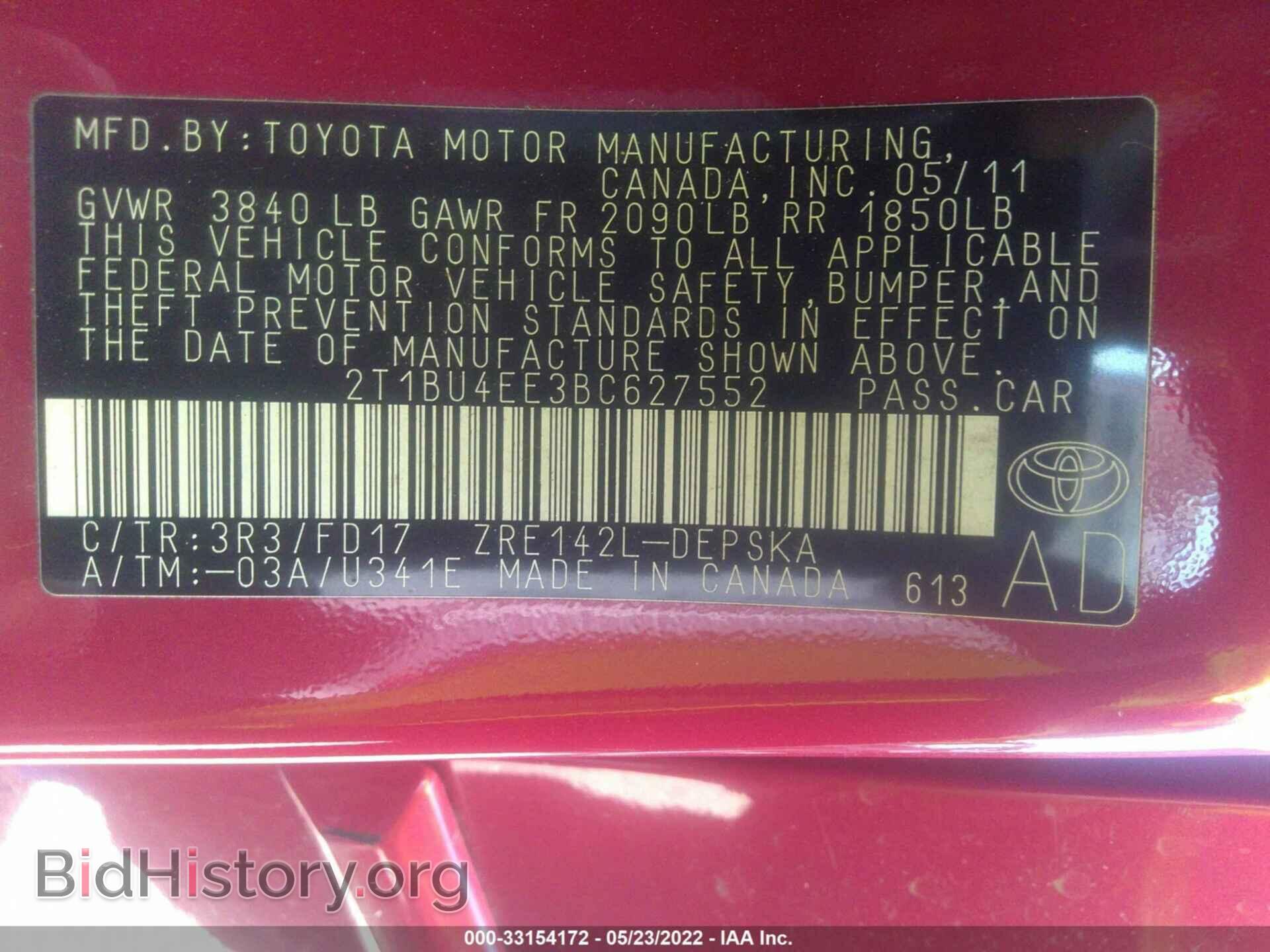 2011 TOYOTA COROLLA - VIN: 2T1BU4EE3BC627552 - Фото 9