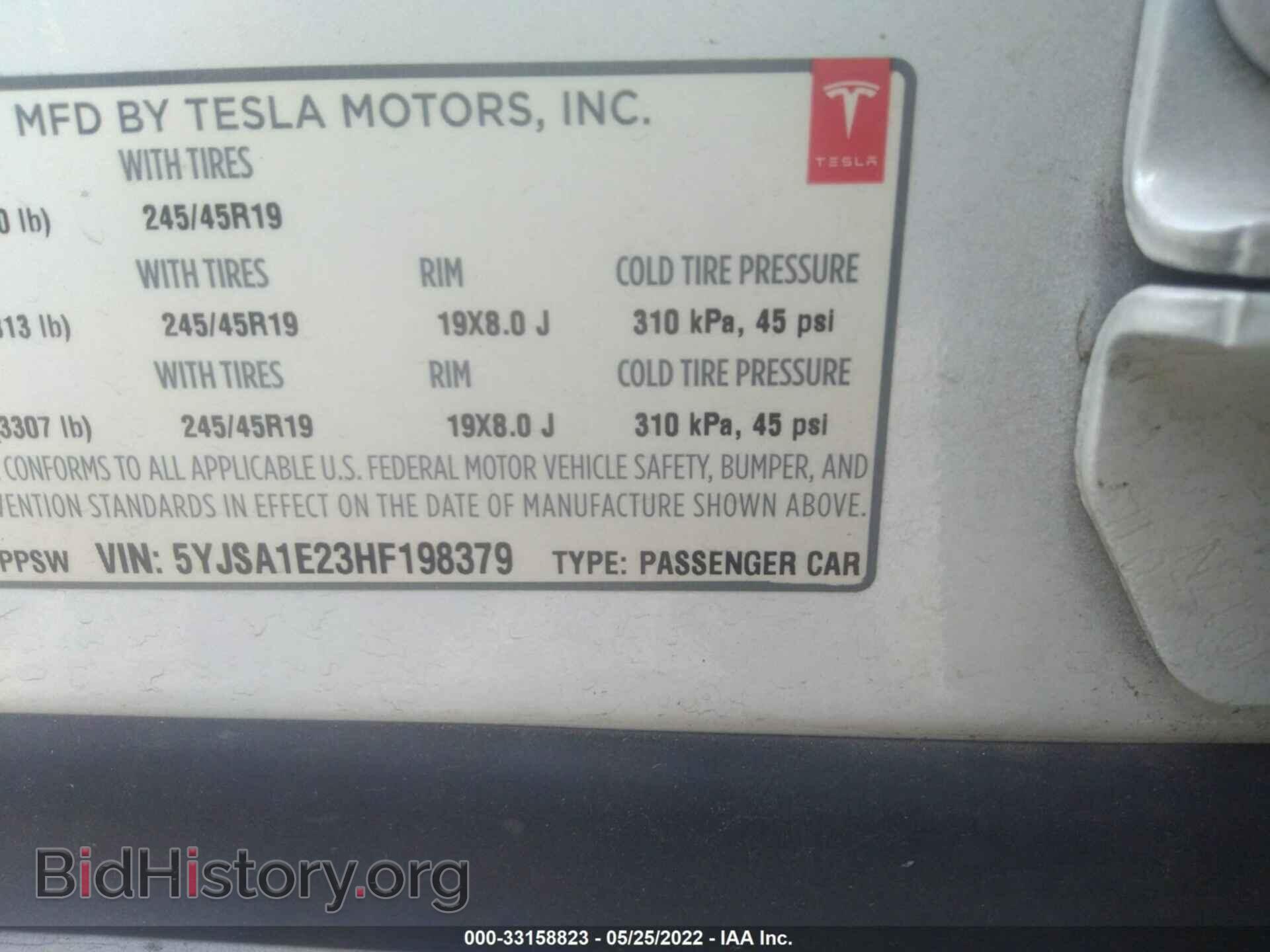2017 TESLA MODEL S - VIN: 5YJSA1E23HF198379 - Фото 9
