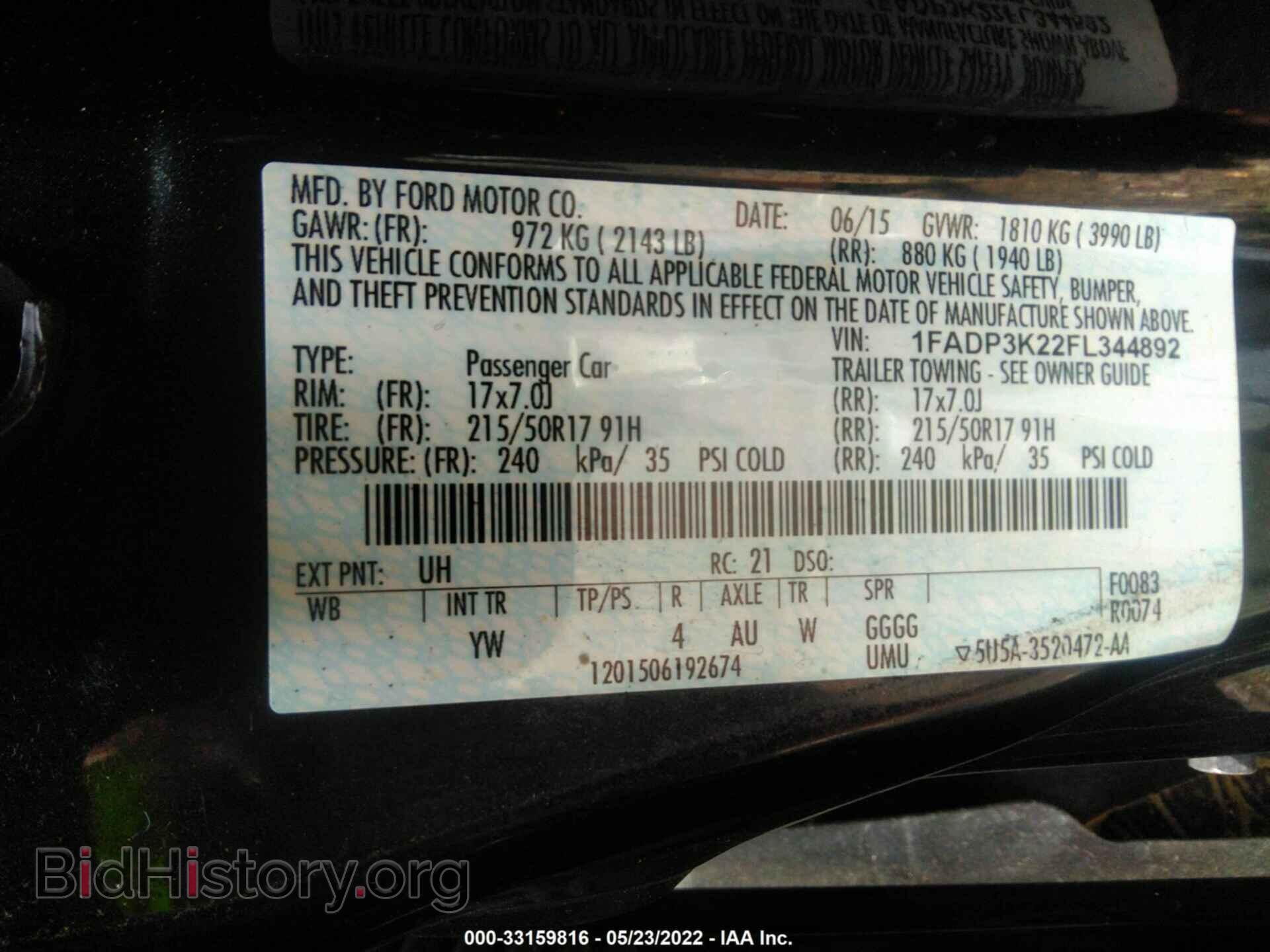 2015 FORD FOCUS - VIN: 1FADP3K22FL344892 - Photo 9