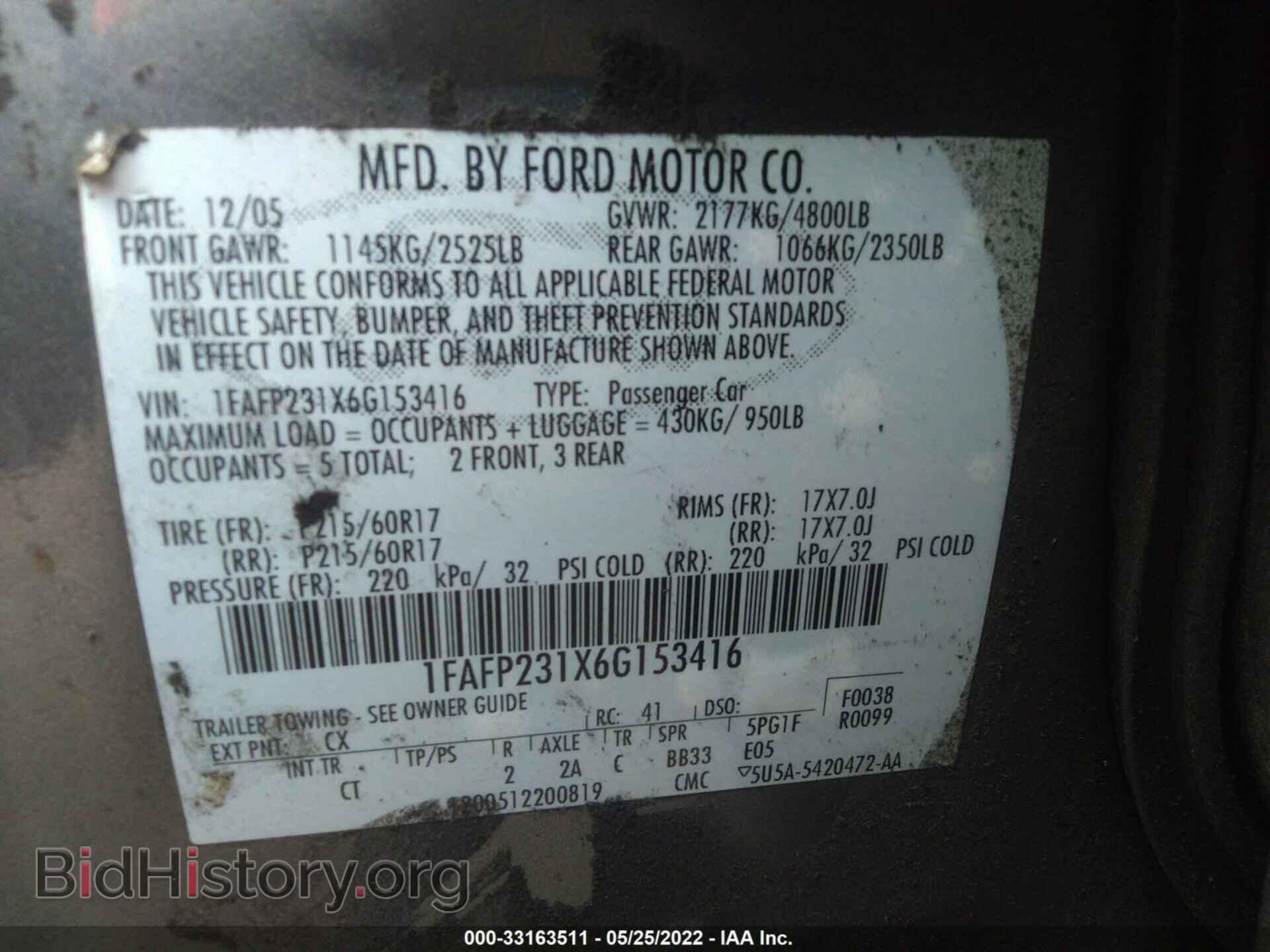 2006 FORD FIVE HUNDRED - VIN: 1FAFP231X6G153416 - Фото 9