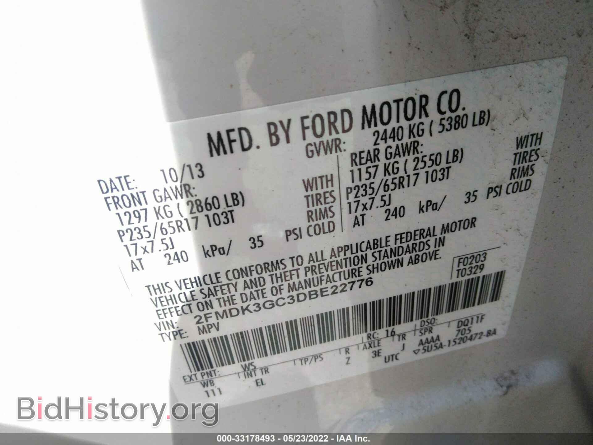 2013 FORD EDGE - VIN: 2FMDK3GC3DBE22776 - Photo 9