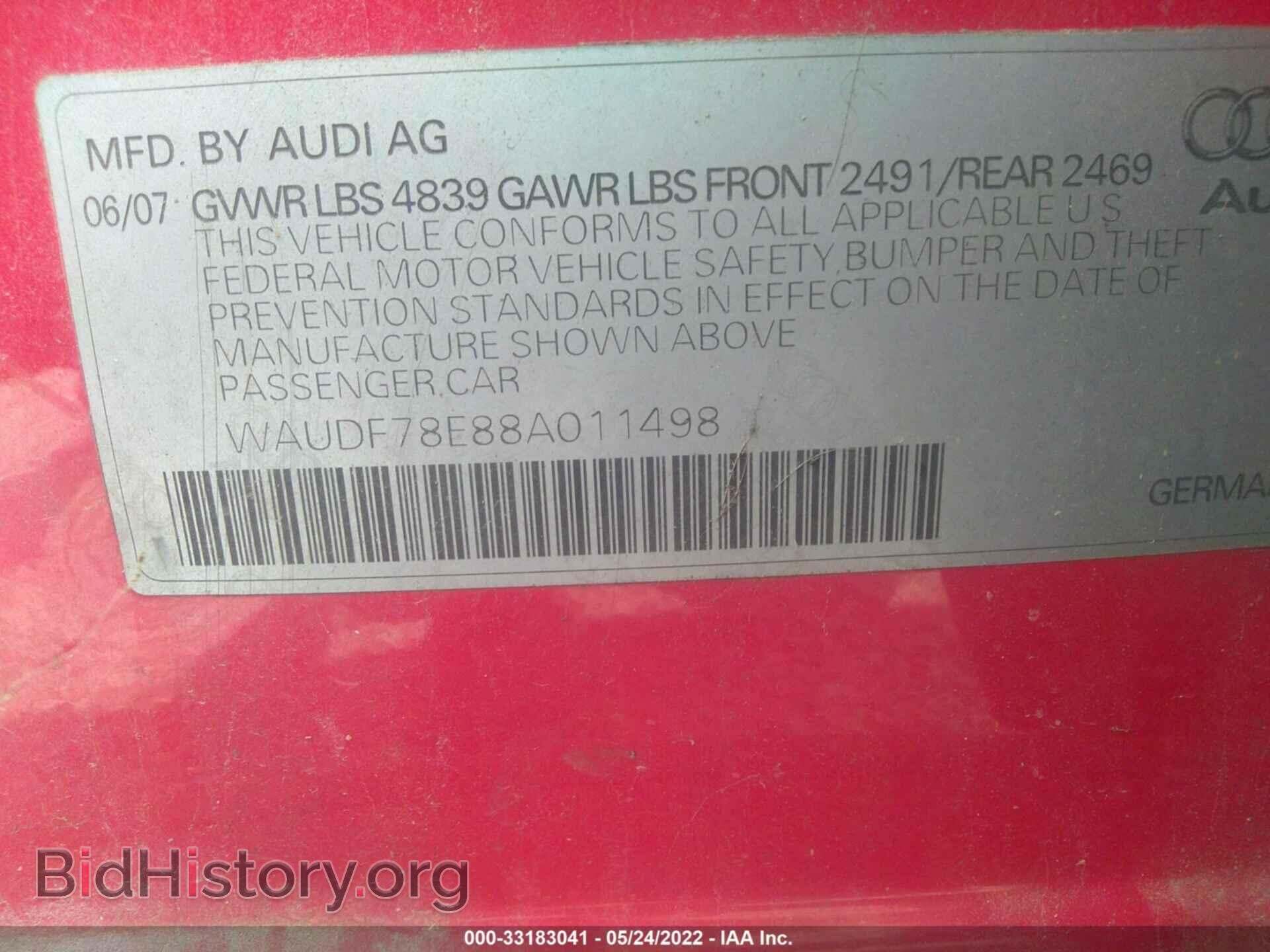 2008 AUDI A4 - VIN: WAUDF78E88A011498 - Фото 9