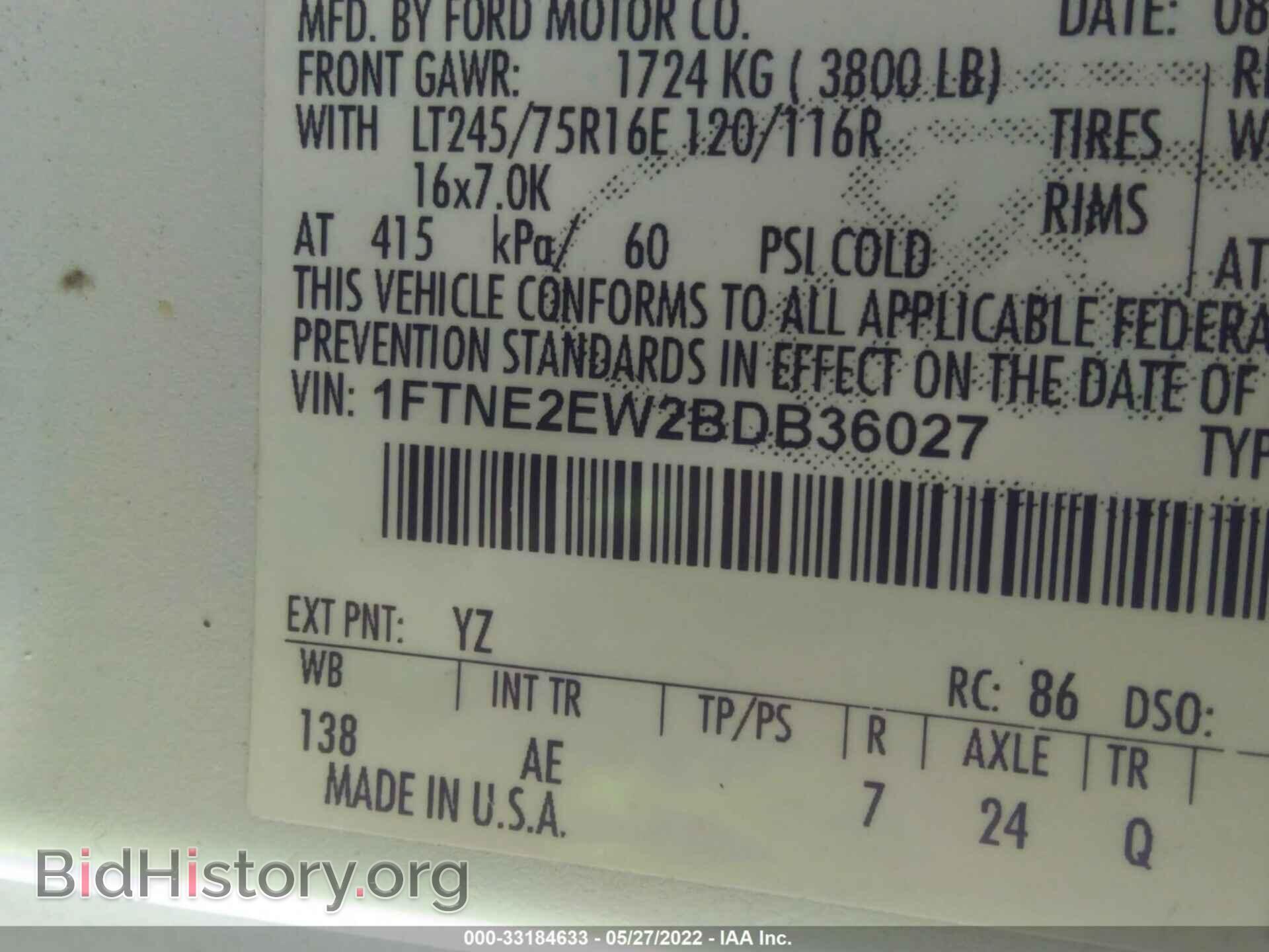 2011 FORD ECONOLINE CARGO VAN - VIN: 1FTNE2EW2BDB36027 - Фото 9