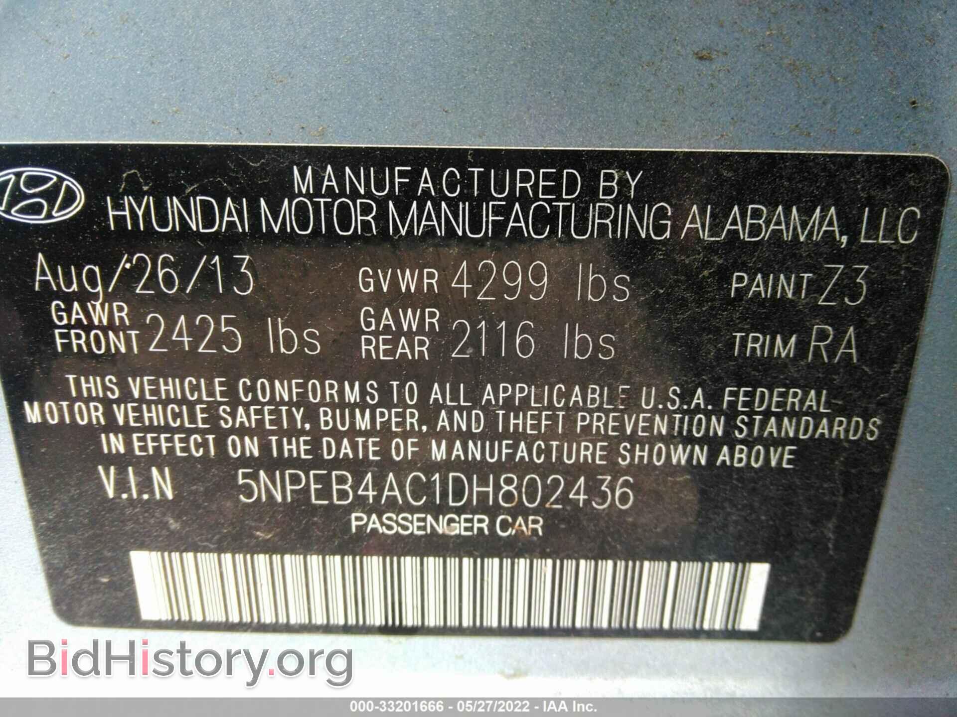 2013 HYUNDAI SONATA - VIN: 5NPEB4AC1DH802436 - Фото 9