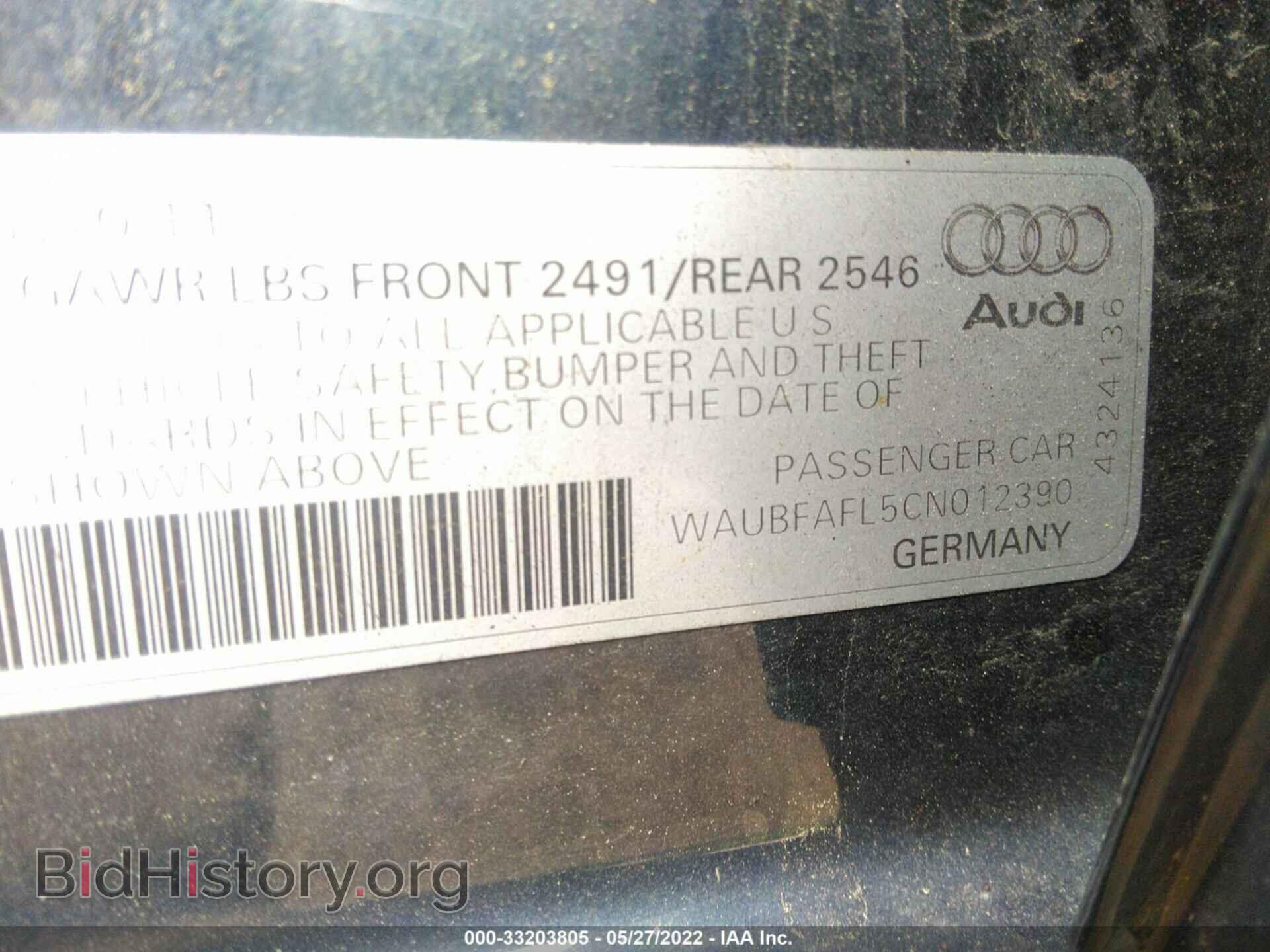 2012 AUDI A4 - VIN: WAUBFAFL5CN012390 - Фото 9