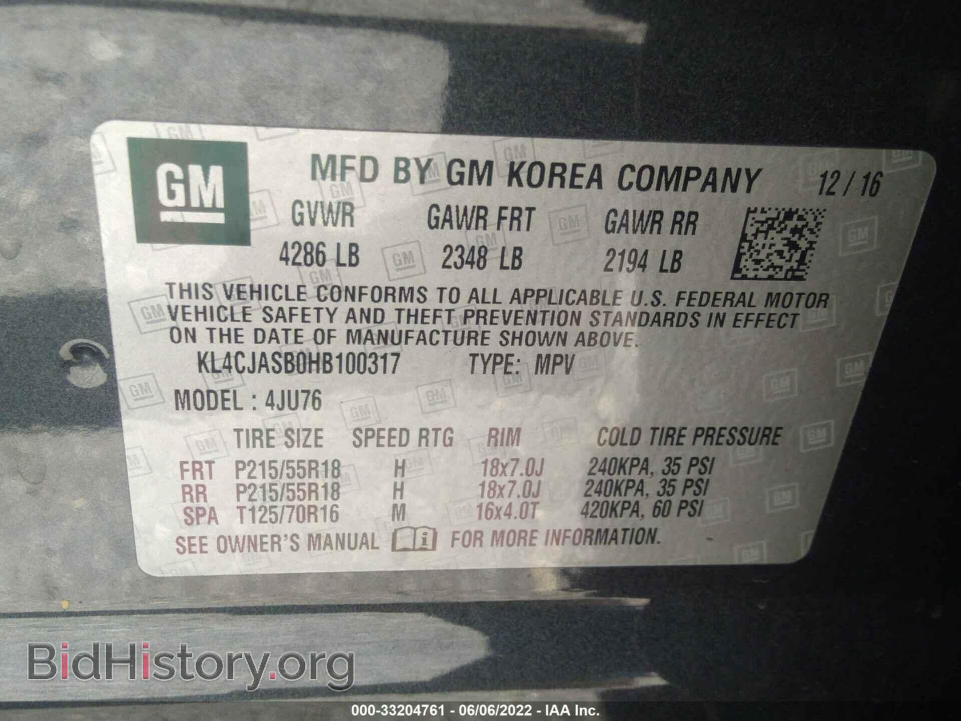 2017 BUICK ENCORE - VIN: KL4CJASB0HB100317 - Фото 9