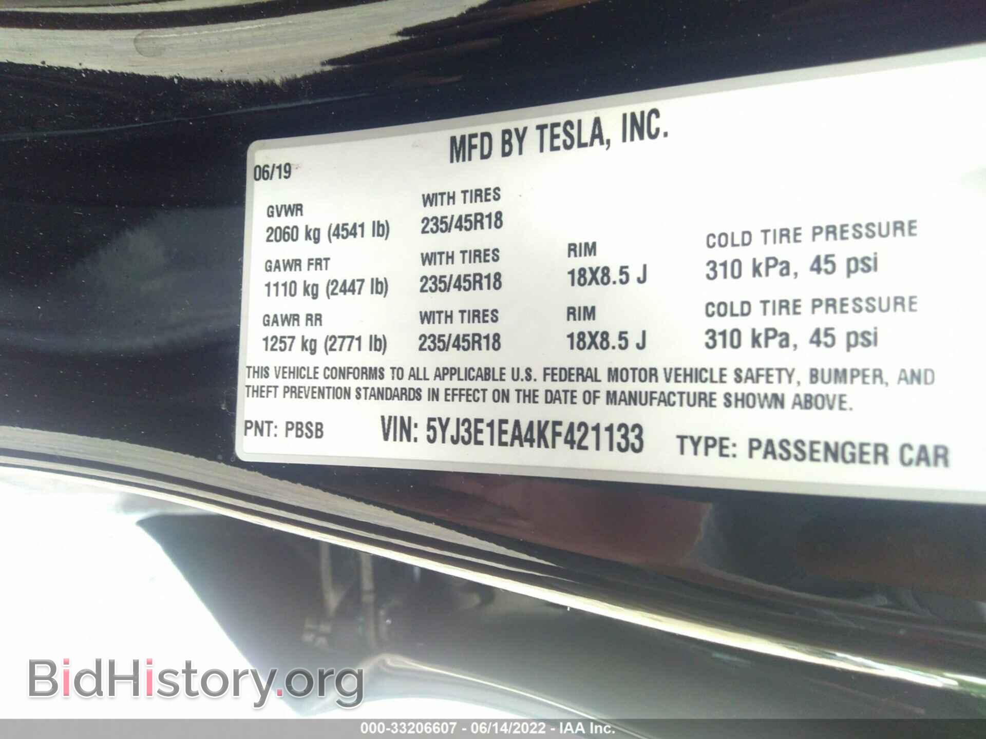 2019 TESLA MODEL 3 - VIN: 5YJ3E1EA4KF421133 - Photo 9