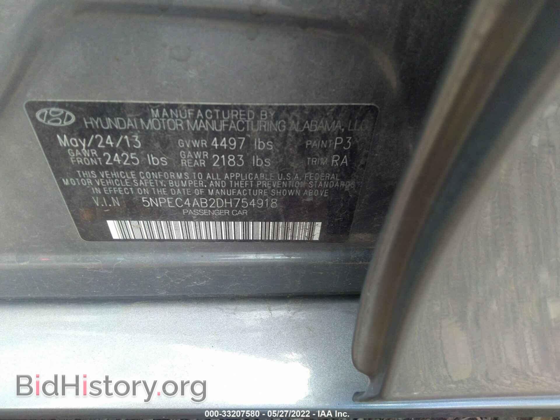 2013 HYUNDAI SONATA - VIN: 5NPEC4AB2DH754918 - Фото 9