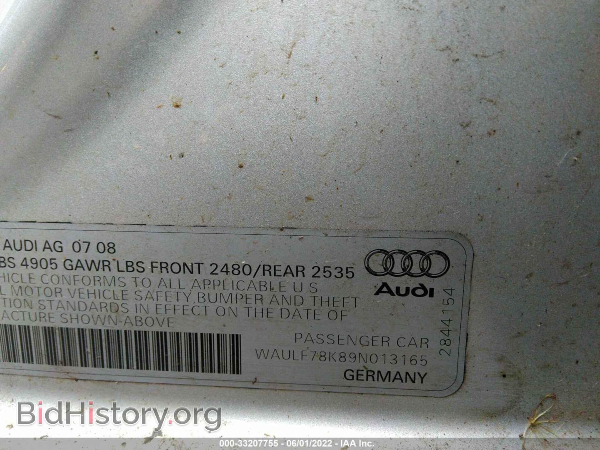 2009 AUDI A4 - VIN: WAULF78K89N013165 - Фото 9