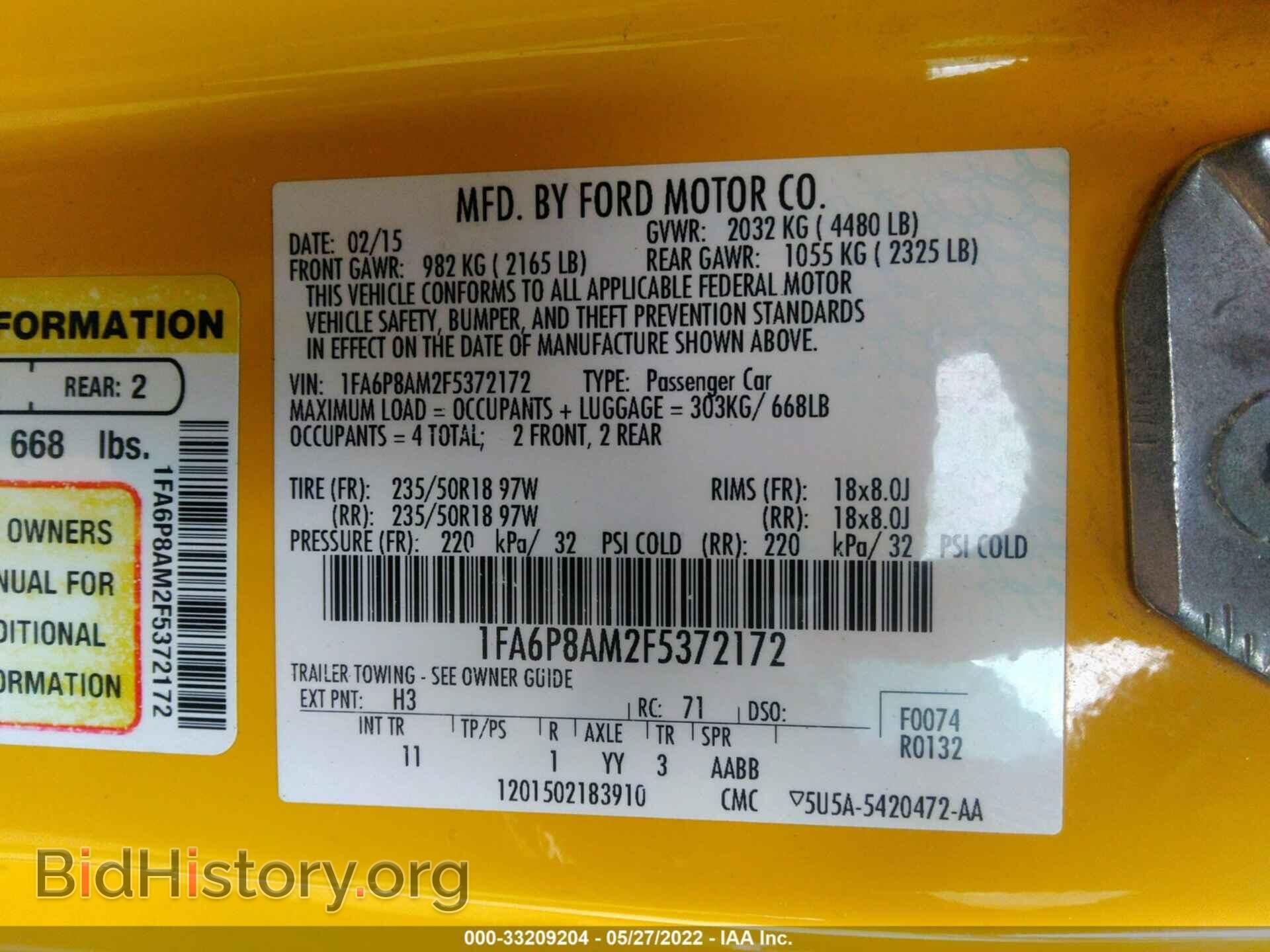 2015 FORD MUSTANG - VIN: 1FA6P8AM2F5372172 - Фото 9