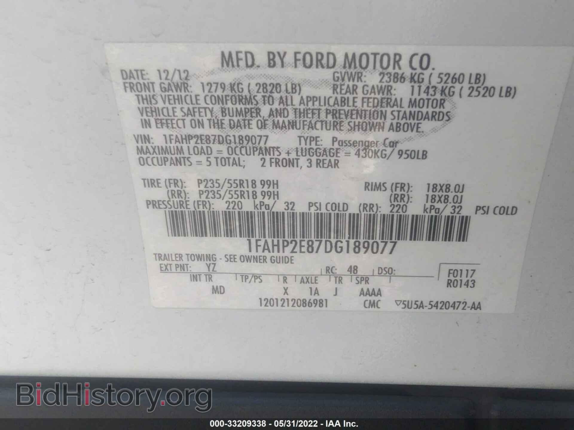 2013 FORD TAURUS - VIN: 1FAHP2E87DG189077 - Photo 9