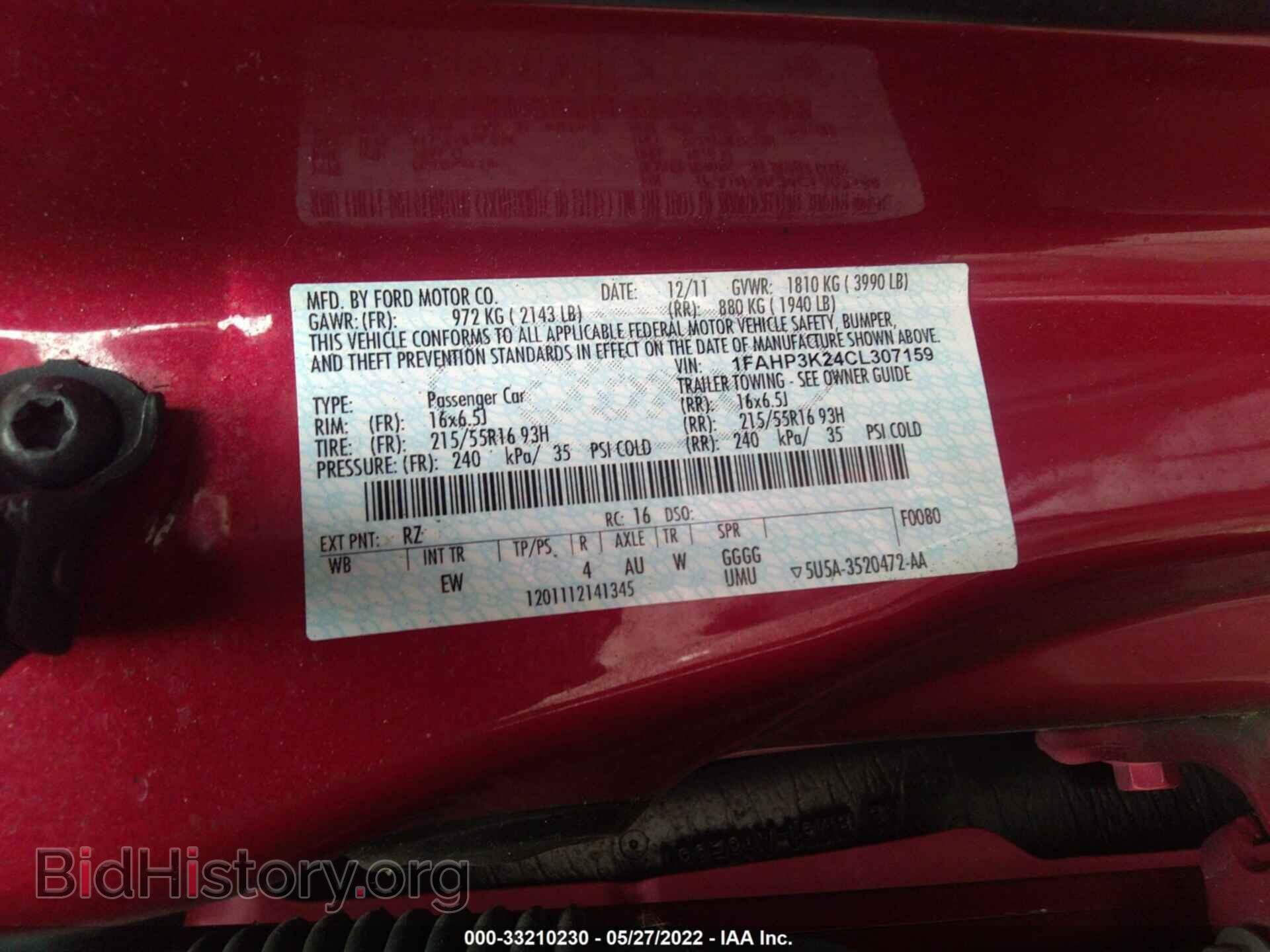 2012 FORD FOCUS - VIN: 1FAHP3K24CL307159 - Фото 9
