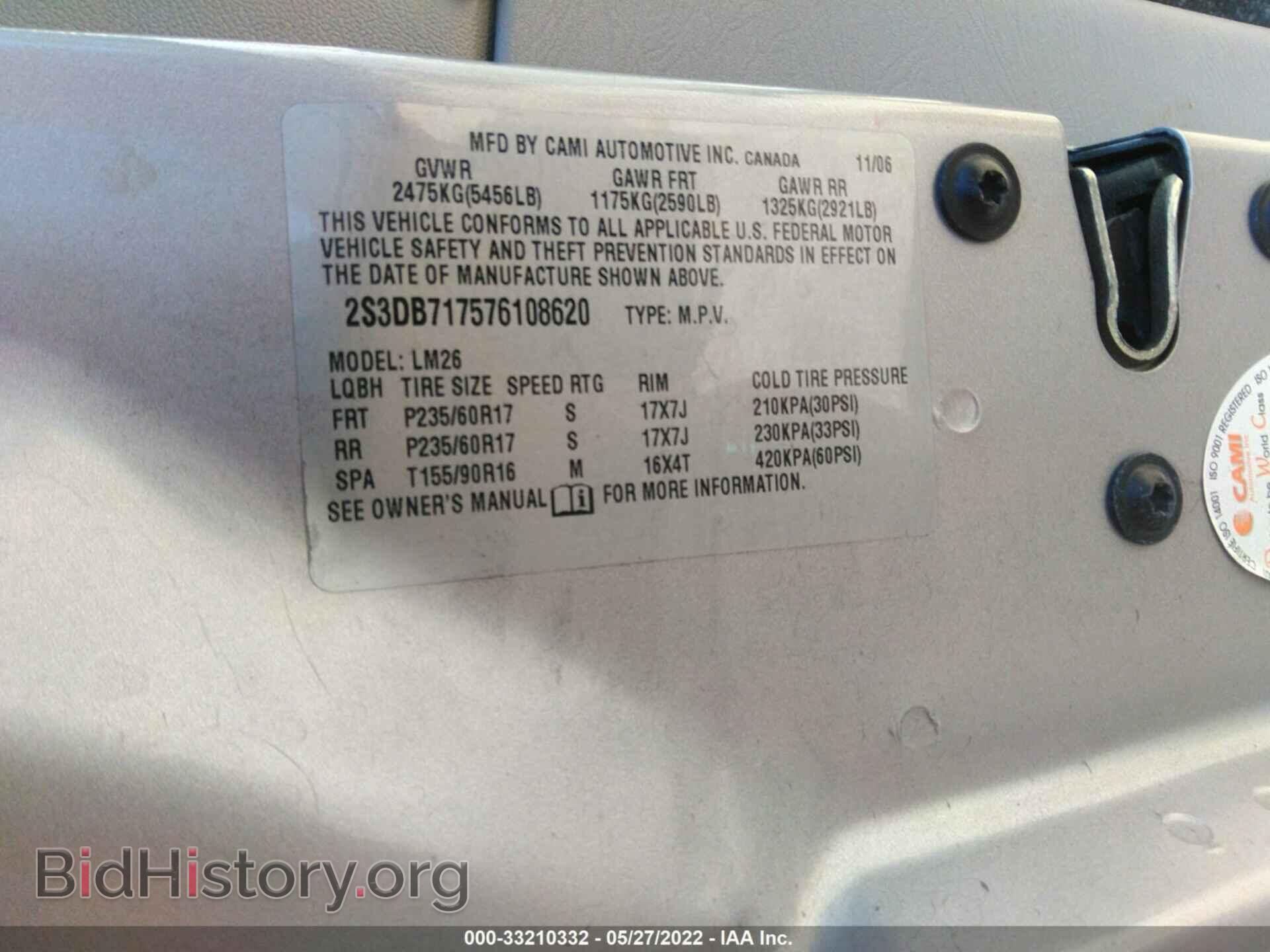 2007 SUZUKI XL7 - VIN: 2S3DB717576108620 - Фото 9